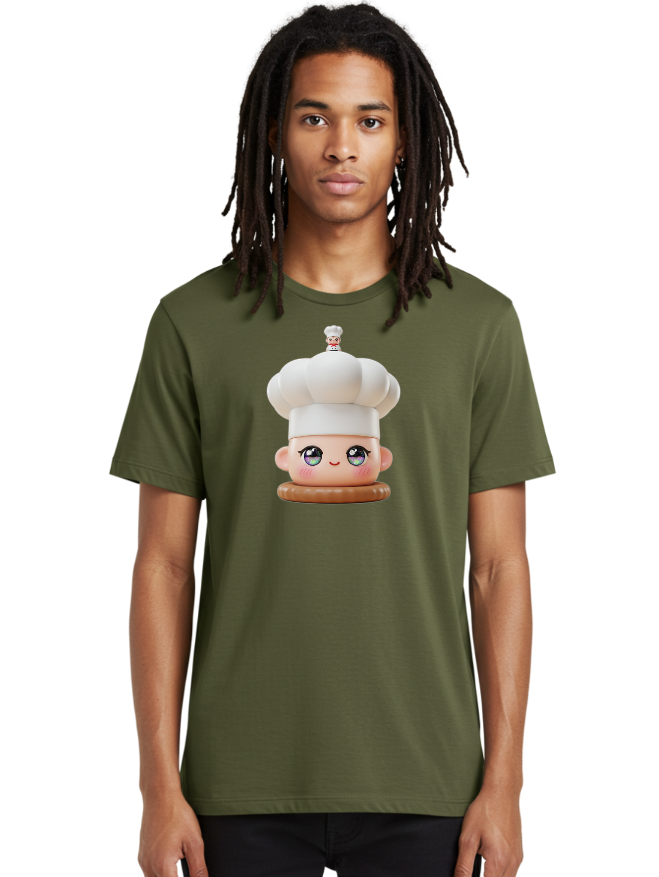 L-O-L-Surprise-Chef Men'S Graphic Tee, 100% Cotton, Comfortable Casual Summer Wear, Machine Washable, Kawaii Chef Figurine, Cute Chef Hat, Cartoon Character, Pastel Colors, Chef Toy, Adorable Face, Collector'S Item, Whimsical Design, Bad255