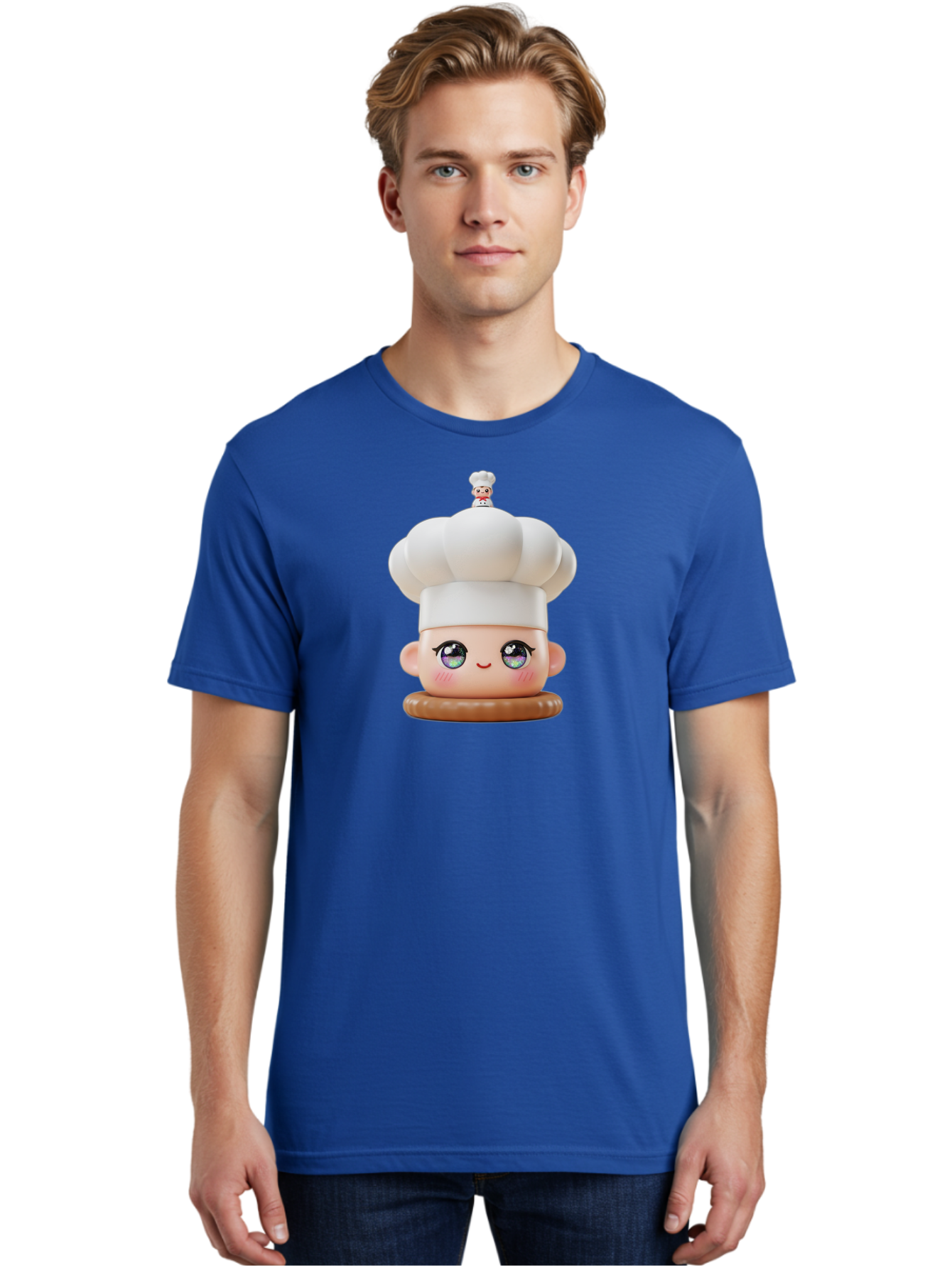 L-O-L-Surprise-Chef Men'S Graphic Tee, 100% Cotton, Comfortable Casual Summer Wear, Machine Washable, Kawaii Chef Figurine, Cute Chef Hat, Cartoon Character, Pastel Colors, Chef Toy, Adorable Face, Collector'S Item, Whimsical Design, Bad255