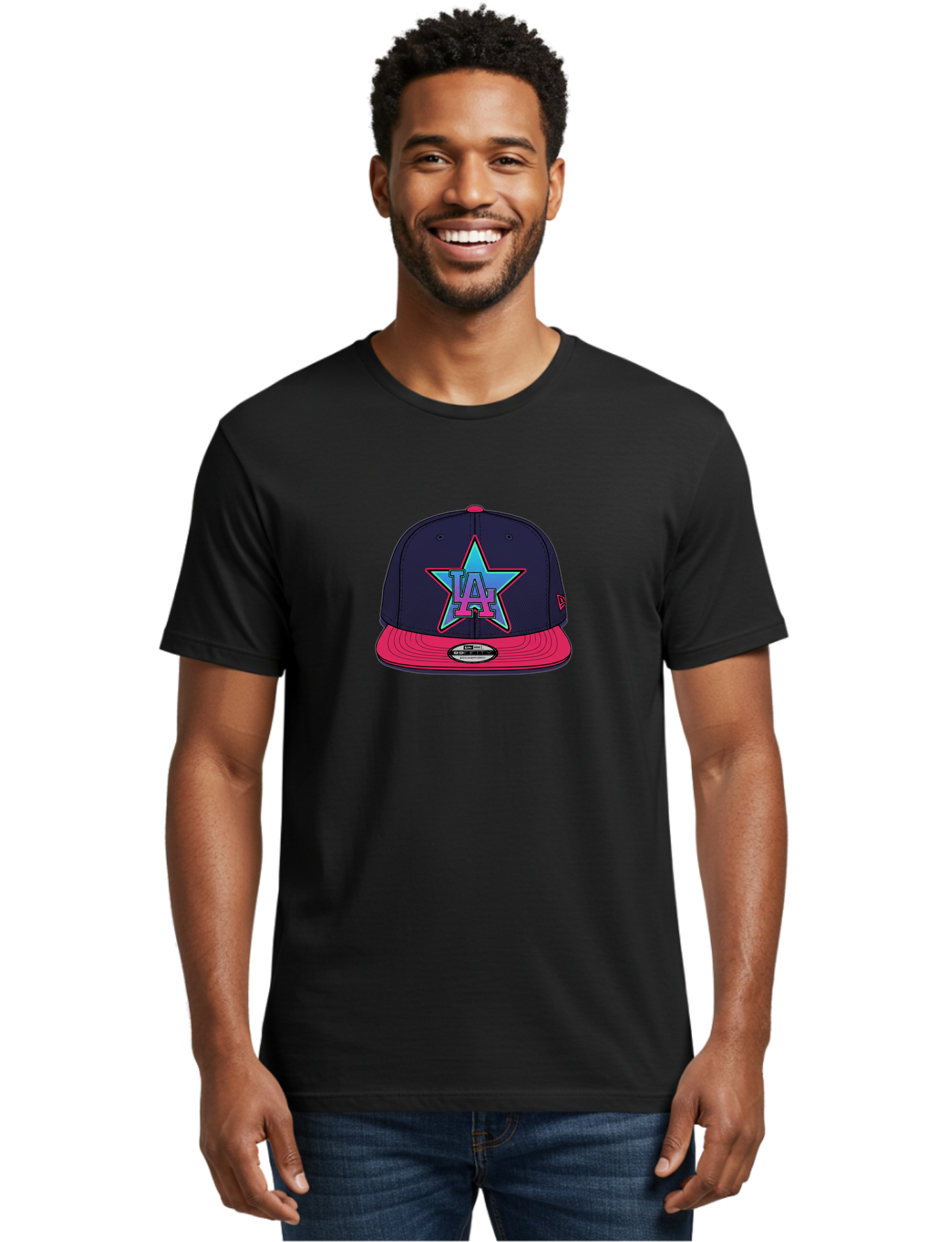 La-Star-Baseball-Cap Men'S Graphic Tee, 100% Cotton, Comfortable Casual Summer Wear, Machine Washable, La Star Logo, Baseball Cap, Snapback Hat, Streetwear Fashion, Urban Style, Vibrant Colors, Los Angeles, Trendy Accessories, Cap Design Bad256