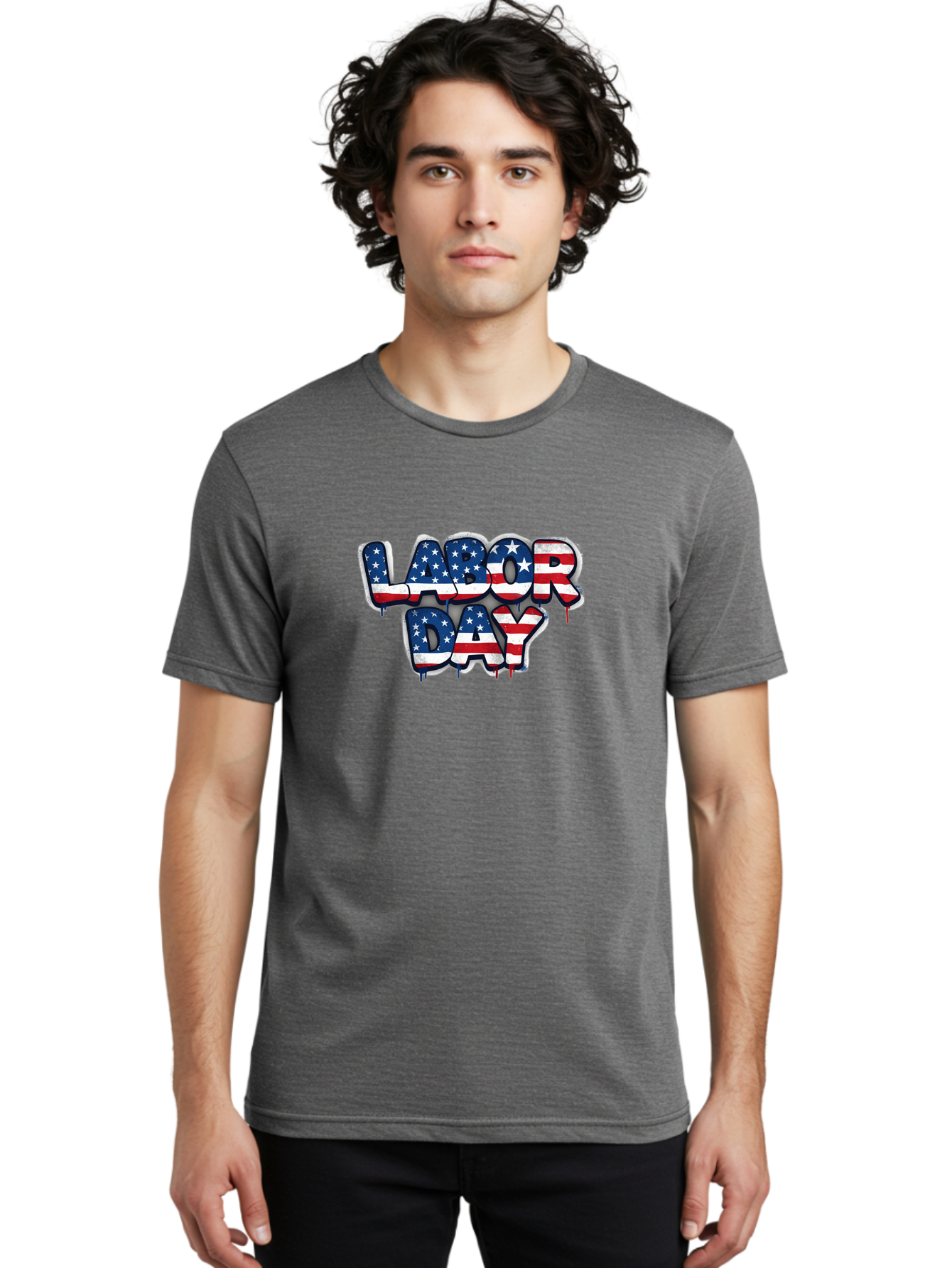 Labor-Day-2 Men'S Graphic Tee, 100% Cotton, Comfortable Casual Summer Wear, Machine Washable, Labor Day Celebration, American Flag, Patriotic Design, Graffiti Style, Red White Blue Colors, Stars And Stripes, Holiday Graphics, Bad258