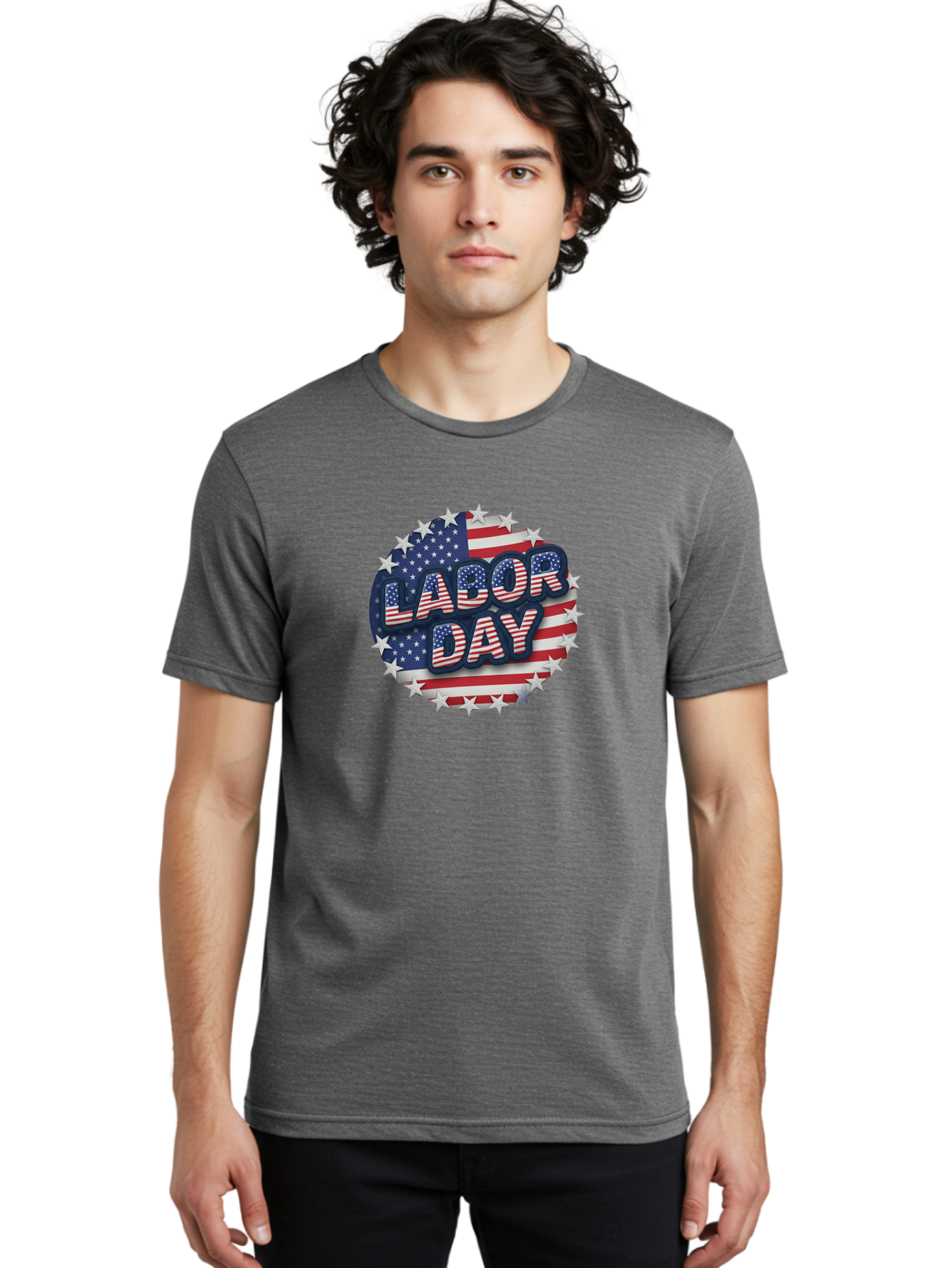 Labor-Day Men'S Graphic Tee, 100% Cotton, Comfortable Casual Summer Wear, Machine Washable, Labor Day, American Flag, Patriotic Theme, Red White And Blue, Independence Day, Usa, Stars And Stripes Bad263