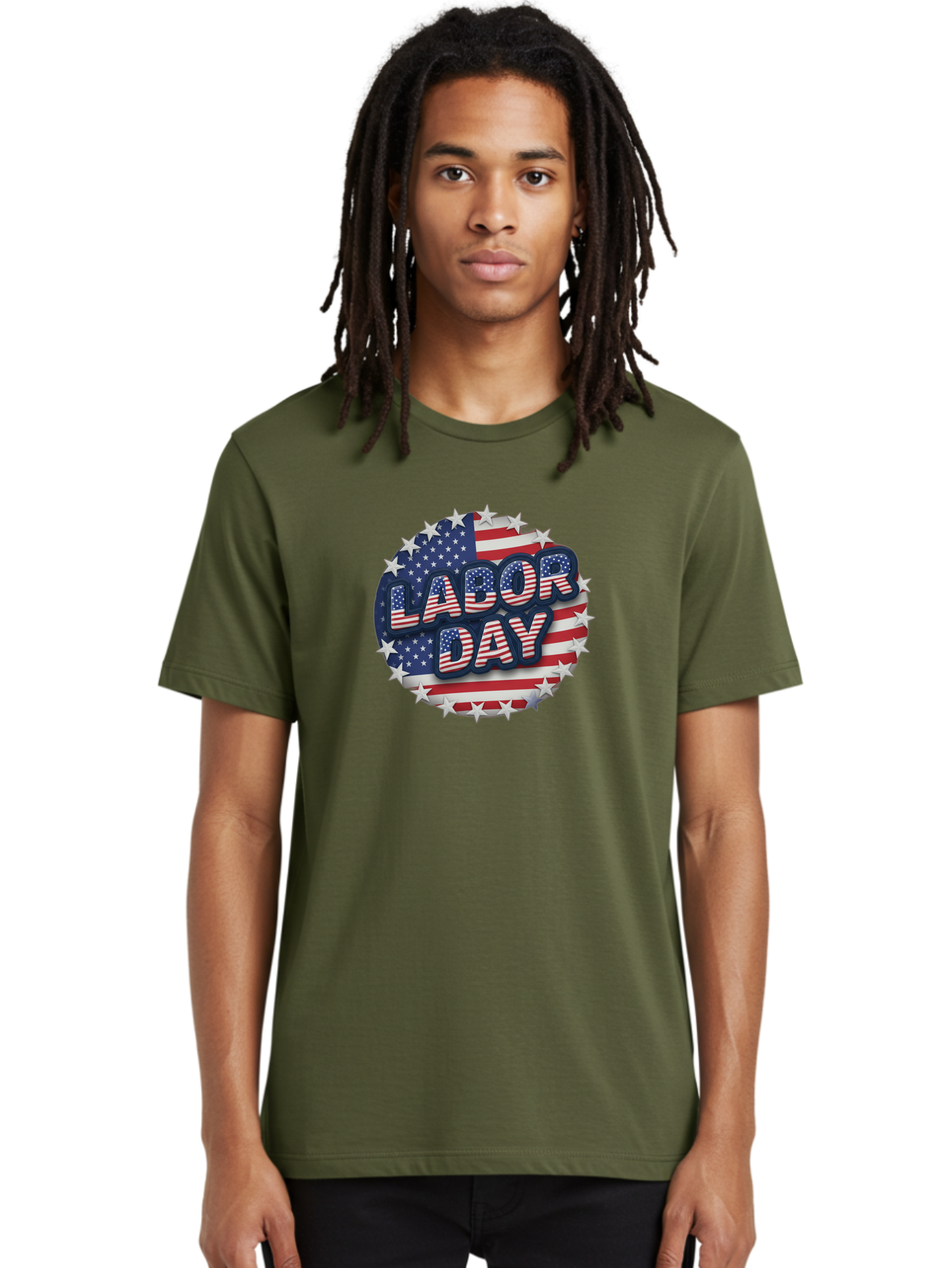Labor-Day Men'S Graphic Tee, 100% Cotton, Comfortable Casual Summer Wear, Machine Washable, Labor Day, American Flag, Patriotic Theme, Red White And Blue, Independence Day, Usa, Stars And Stripes Bad263