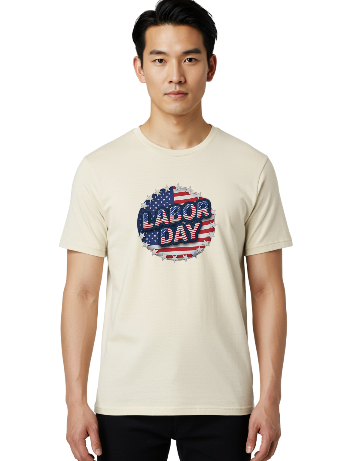 Labor-Day Men'S Graphic Tee, 100% Cotton, Comfortable Casual Summer Wear, Machine Washable, Labor Day, American Flag, Patriotic Theme, Red White And Blue, Independence Day, Usa, Stars And Stripes Bad263