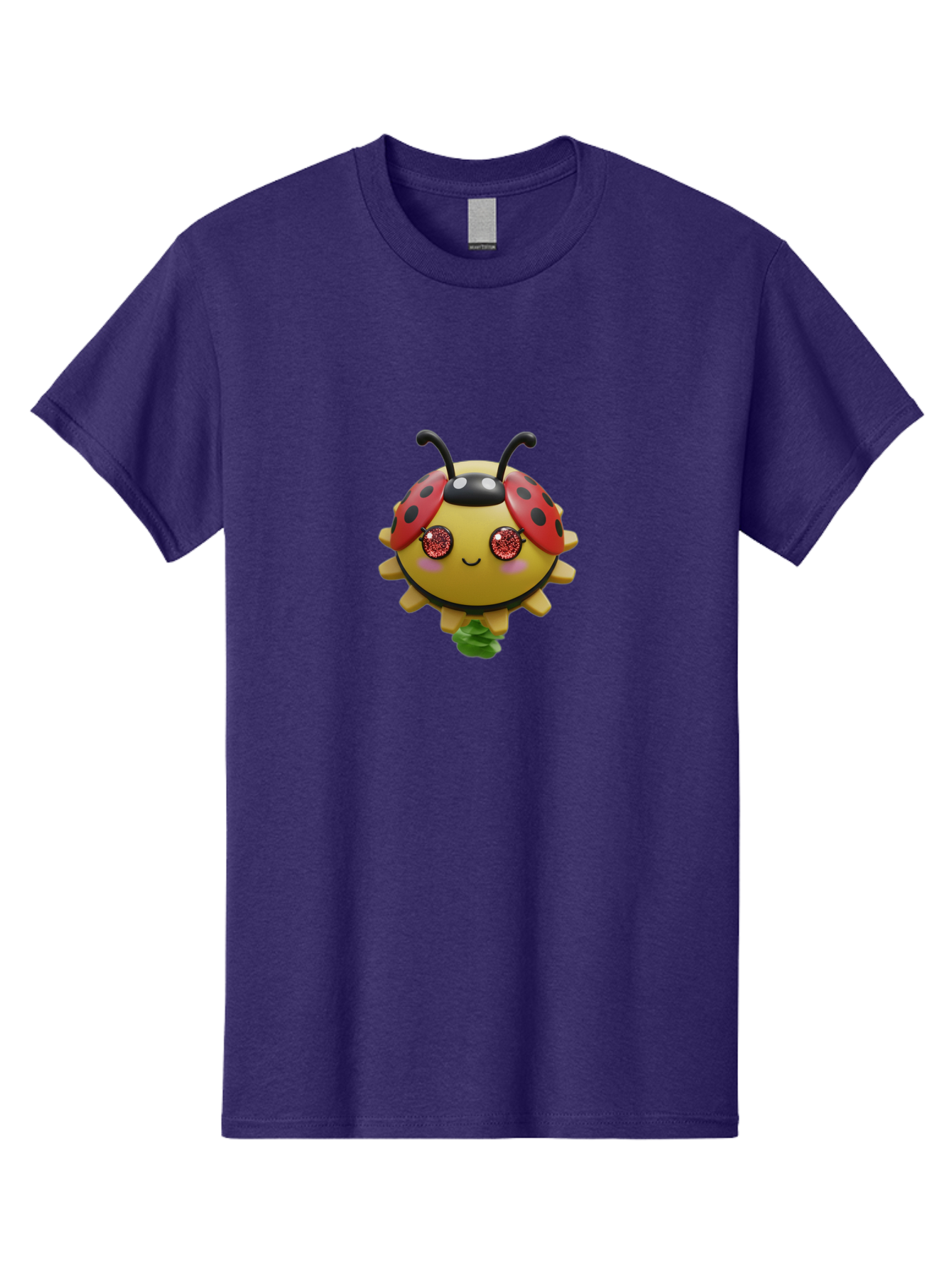 Ladybug Men'S Graphic Tee, 100% Cotton, Comfortable Casual Summer Wear, Machine Washable, Cartoon Ladybug, Cute Insect, Kawaii Character, Red And Black Wings, Yellow Body, Smiling Face, Glittery Eyes, Playful Animation, Adorable Creature, Bad264