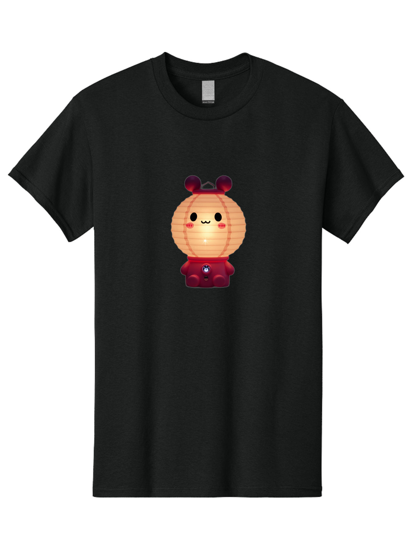 Lantern-Character Men'S Graphic Tee, 100% Cotton, Comfortable Casual Summer Wear, Machine Washable, Kawaii Lantern Character, Cute Cartoon Design, Adorable Face, Red Lantern Costume, Glowing Light, Cartoonish Features, Anime Style, Bad273