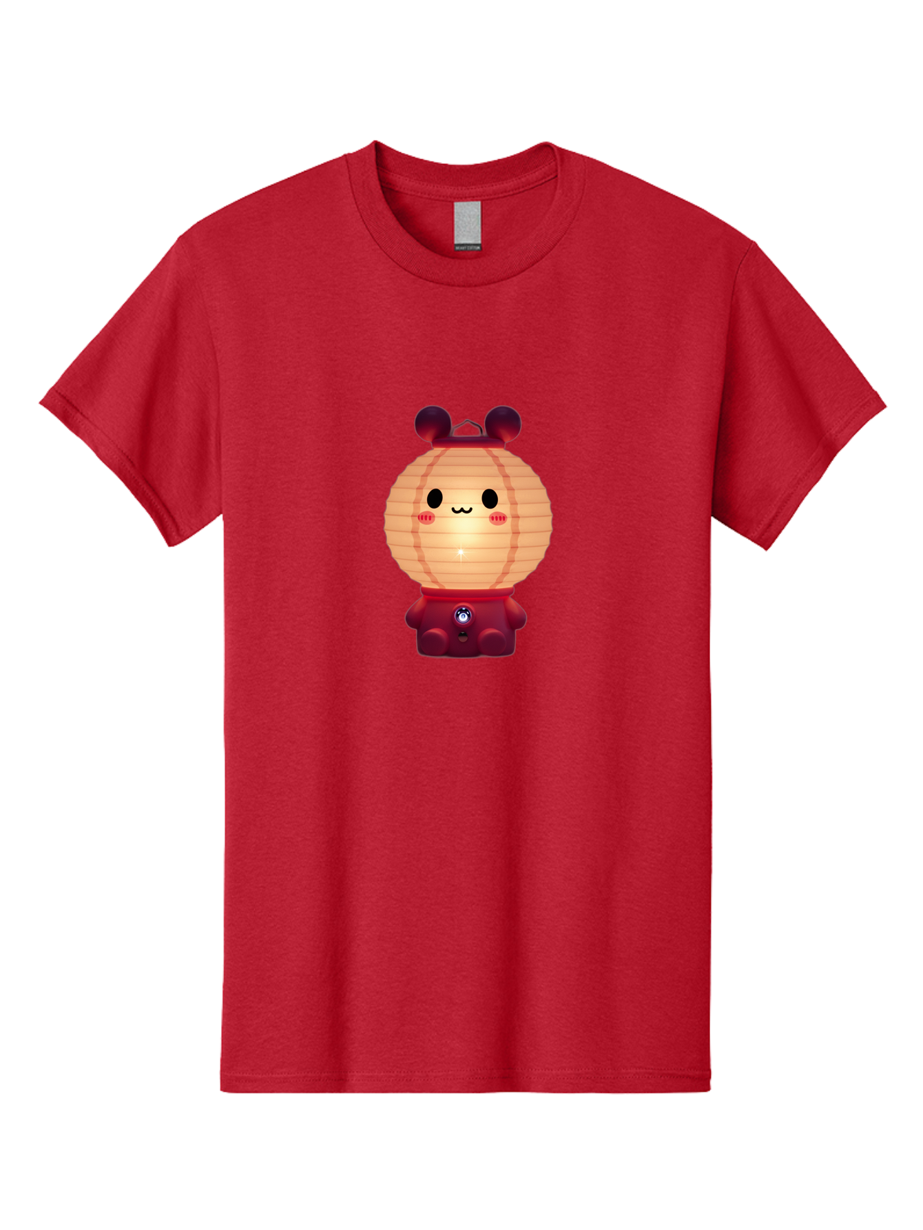 Lantern-Character Men'S Graphic Tee, 100% Cotton, Comfortable Casual Summer Wear, Machine Washable, Kawaii Lantern Character, Cute Cartoon Design, Adorable Face, Red Lantern Costume, Glowing Light, Cartoonish Features, Anime Style, Bad273