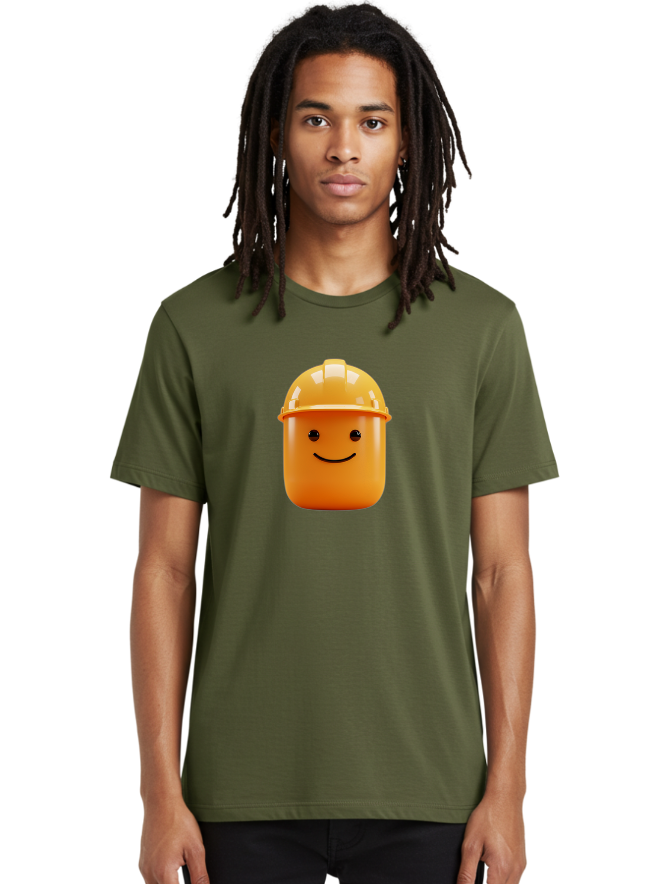 Lego-Minifigure-Head Men'S Graphic Tee, 100% Cotton, Comfortable Casual Summer Wear, Machine Washable, Lego Minifigure Head, Yellow Hard Hat, Smiling Face, Cartoon Character, Construction Theme, Playful Design, Fun Graphic, Lego Character, Bad276