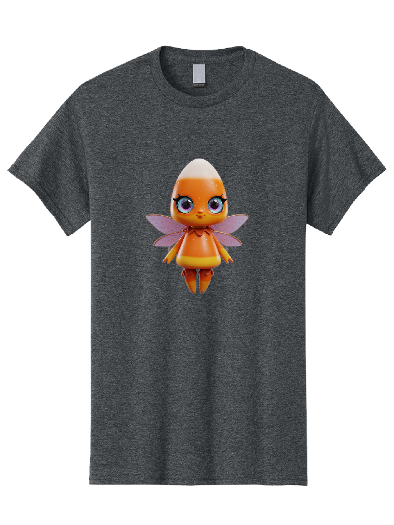 Lps-Fairy Men'S Graphic Tee, 100% Cotton, Comfortable Casual Summer Wear, Machine Washable, Lps Figurine, Fantasy Creature, Fairy Character, Orange Figurine, Purple Wings, Large Cartoon Eyes, Whimsical Design, Collectible Toy, Bad285