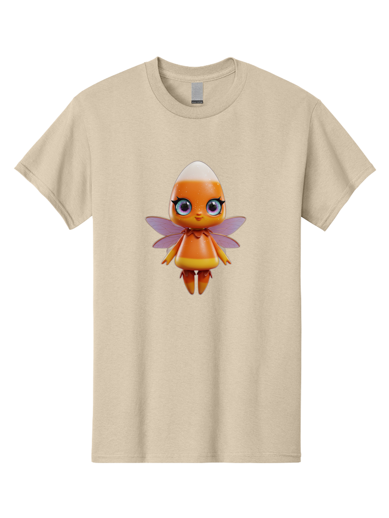 Lps-Fairy Men'S Graphic Tee, 100% Cotton, Comfortable Casual Summer Wear, Machine Washable, Lps Figurine, Fantasy Creature, Fairy Character, Orange Figurine, Purple Wings, Large Cartoon Eyes, Whimsical Design, Collectible Toy, Bad285