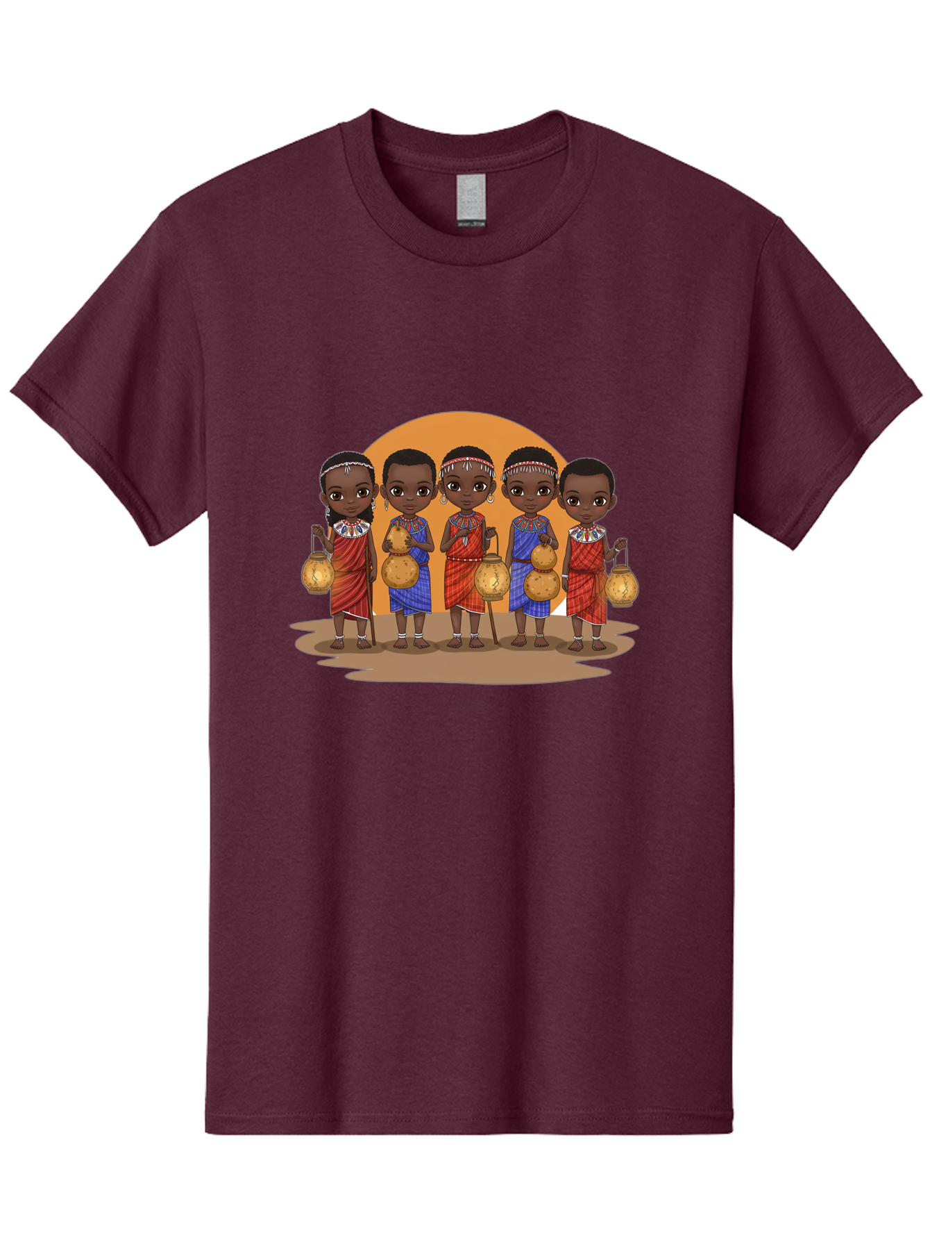 Maasai-Girls Men'S Graphic Tee, 100% Cotton, Comfortable Casual Summer Wear, Machine Washable, Maasai Girls In Traditional Attire, Colorful Clothing, Beaded Jewelry, Carrying Water Jugs, African Culture, Maasai Tribe, Traditional Dress, Bad286