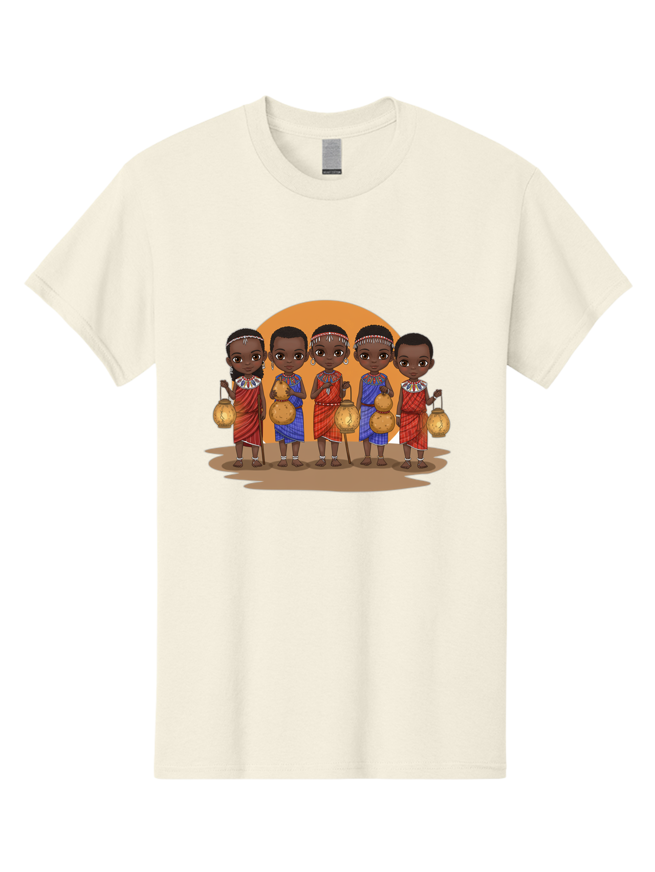 Maasai-Girls Men'S Graphic Tee, 100% Cotton, Comfortable Casual Summer Wear, Machine Washable, Maasai Girls In Traditional Attire, Colorful Clothing, Beaded Jewelry, Carrying Water Jugs, African Culture, Maasai Tribe, Traditional Dress, Bad286