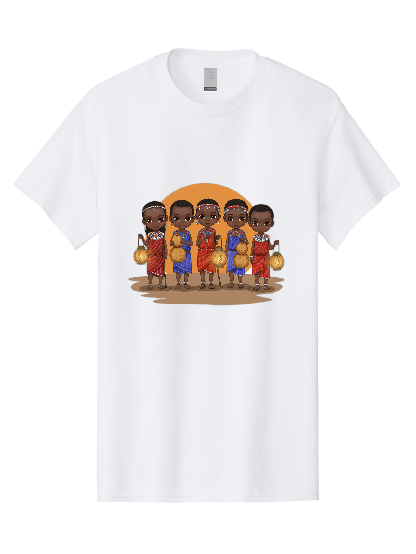 Maasai-Girls Men'S Graphic Tee, 100% Cotton, Comfortable Casual Summer Wear, Machine Washable, Maasai Girls In Traditional Attire, Colorful Clothing, Beaded Jewelry, Carrying Water Jugs, African Culture, Maasai Tribe, Traditional Dress, Bad286