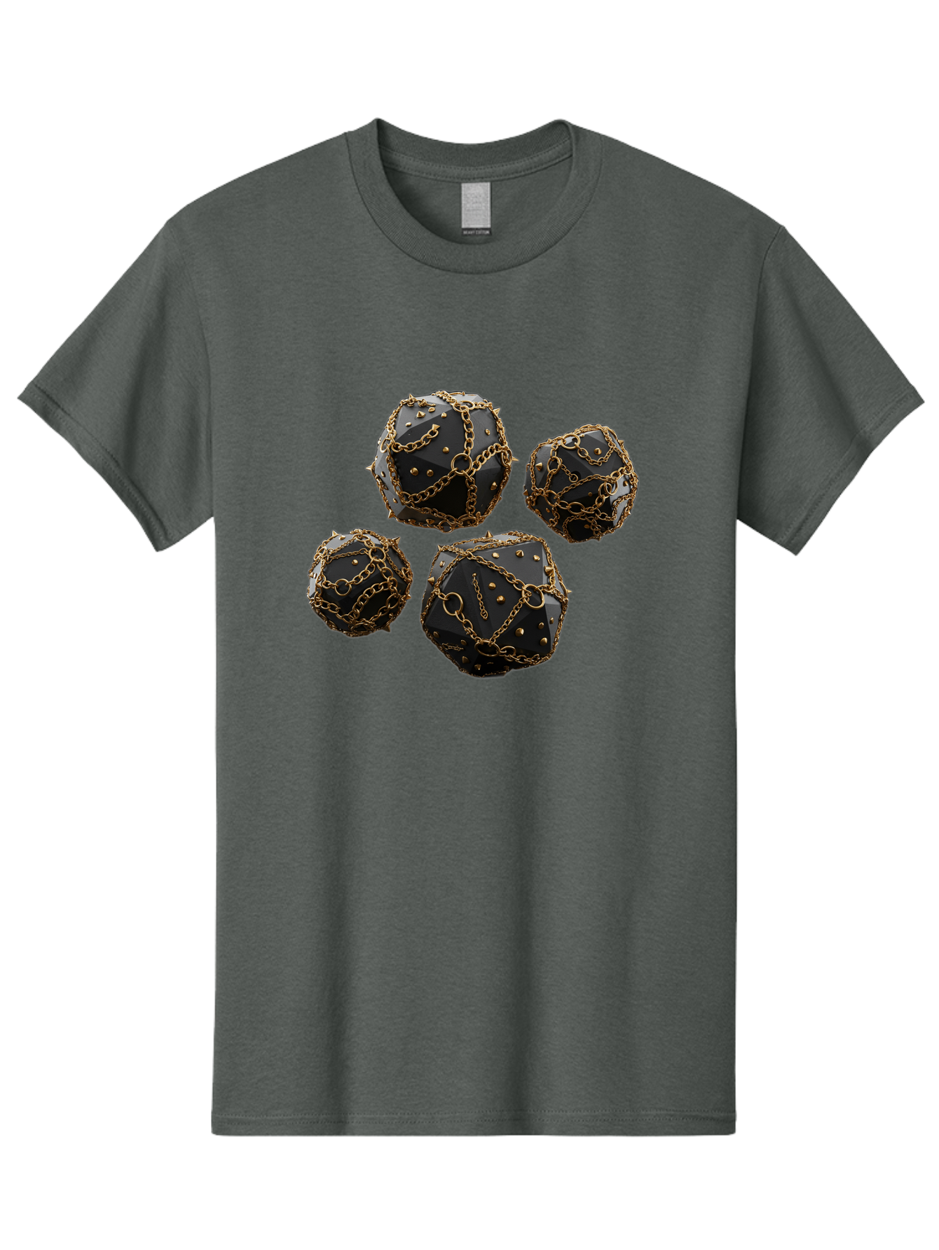 Mace Men'S Graphic Tee, 100% Cotton, Comfortable Casual Summer Wear, Machine Washable, Medieval Spiked Balls, Chain Wrapped, Black And Gold, Historical Warfare, Gothic Design, Heavy Metal, Dark Fantasy, Chainmail Bad287