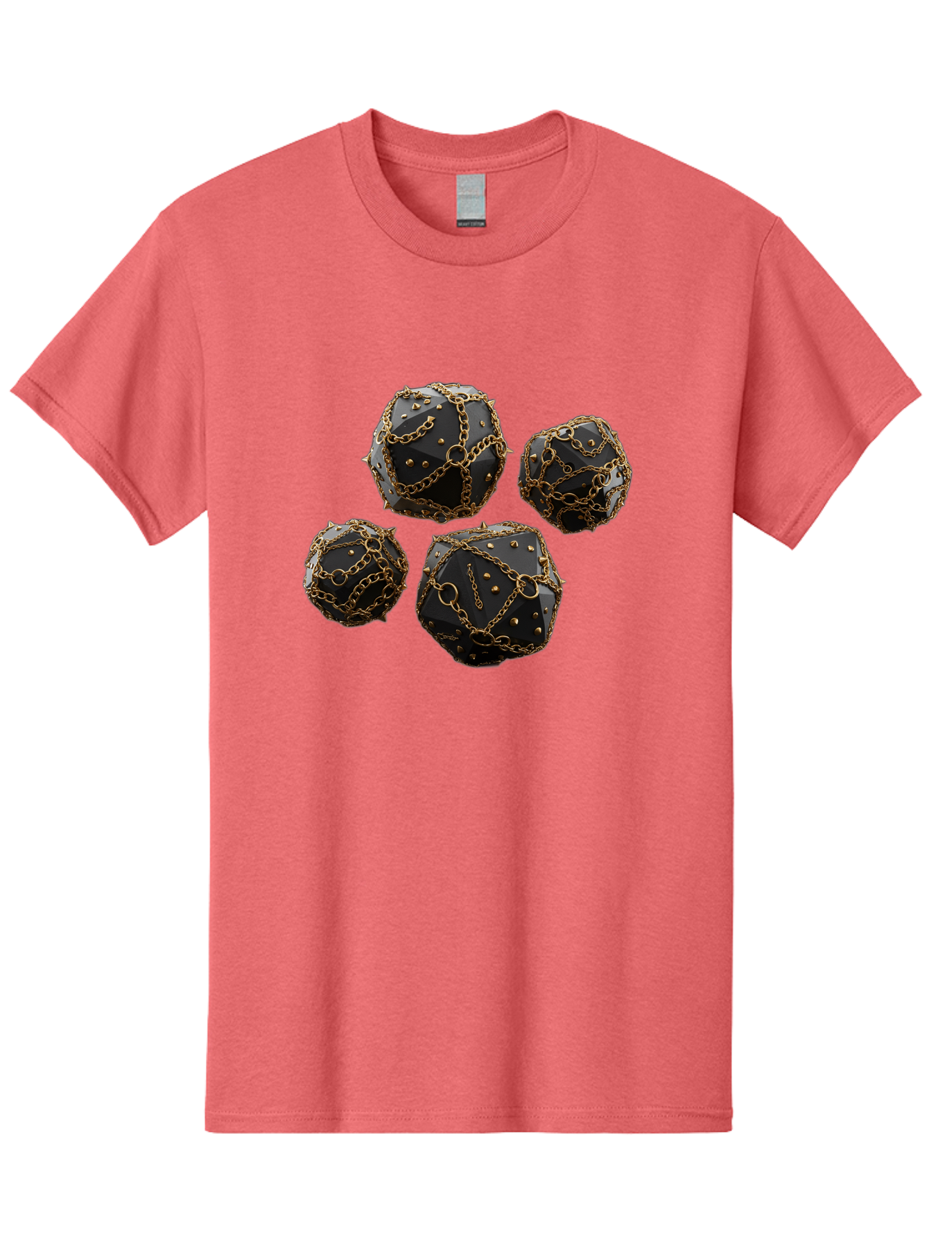 Mace Men'S Graphic Tee, 100% Cotton, Comfortable Casual Summer Wear, Machine Washable, Medieval Spiked Balls, Chain Wrapped, Black And Gold, Historical Warfare, Gothic Design, Heavy Metal, Dark Fantasy, Chainmail Bad287