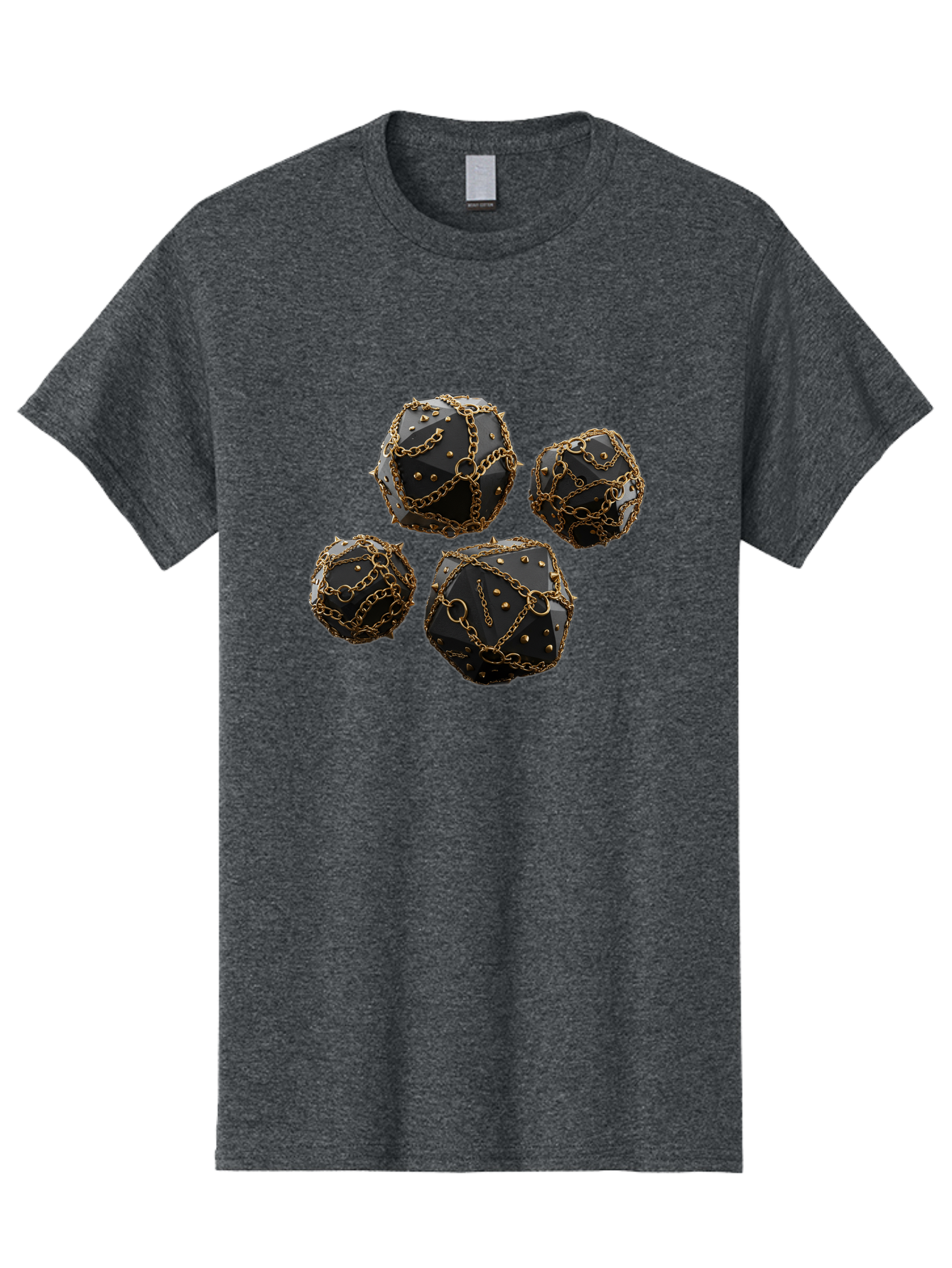 Mace Men'S Graphic Tee, 100% Cotton, Comfortable Casual Summer Wear, Machine Washable, Medieval Spiked Balls, Chain Wrapped, Black And Gold, Historical Warfare, Gothic Design, Heavy Metal, Dark Fantasy, Chainmail Bad287