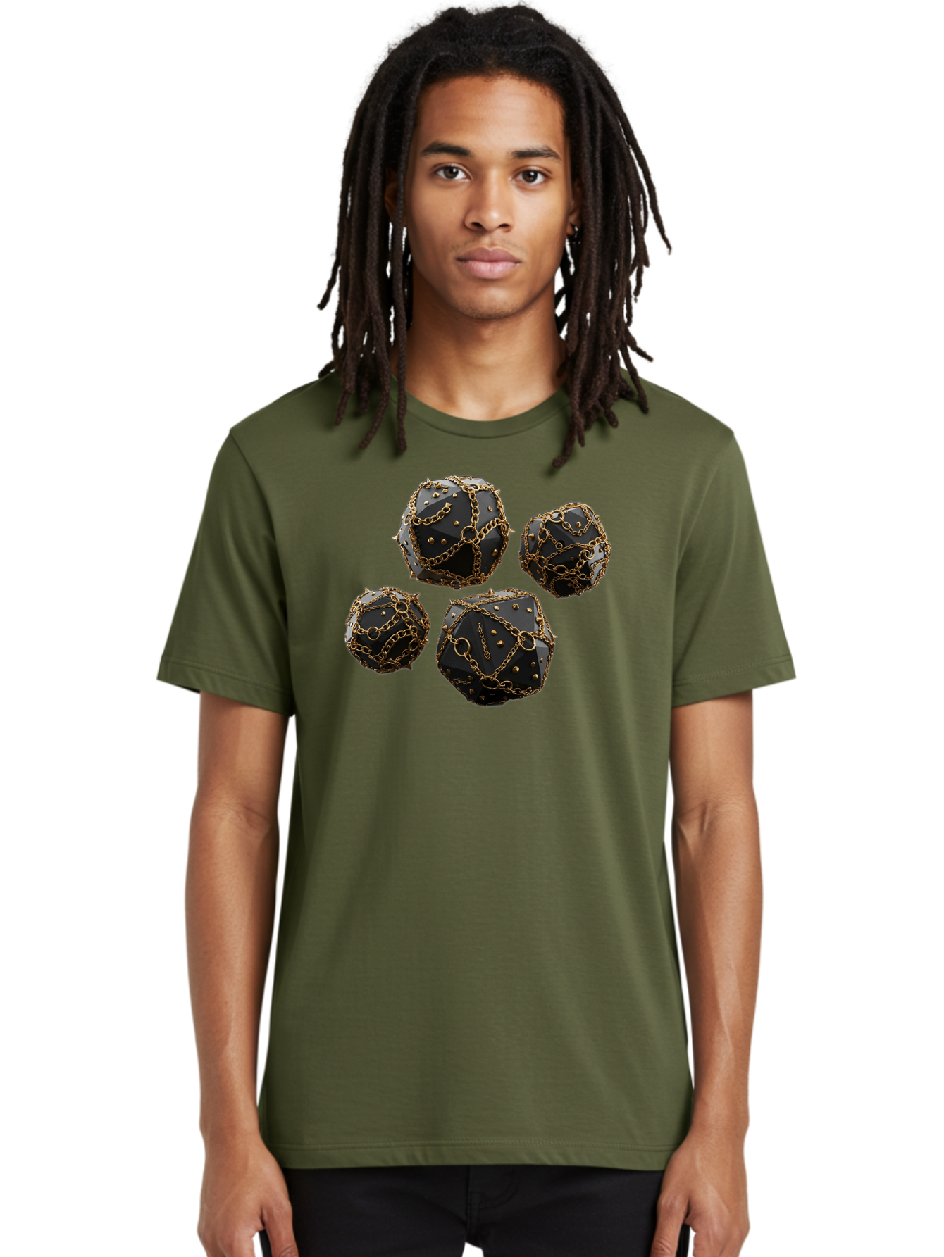 Mace Men'S Graphic Tee, 100% Cotton, Comfortable Casual Summer Wear, Machine Washable, Medieval Spiked Balls, Chain Wrapped, Black And Gold, Historical Warfare, Gothic Design, Heavy Metal, Dark Fantasy, Chainmail Bad287