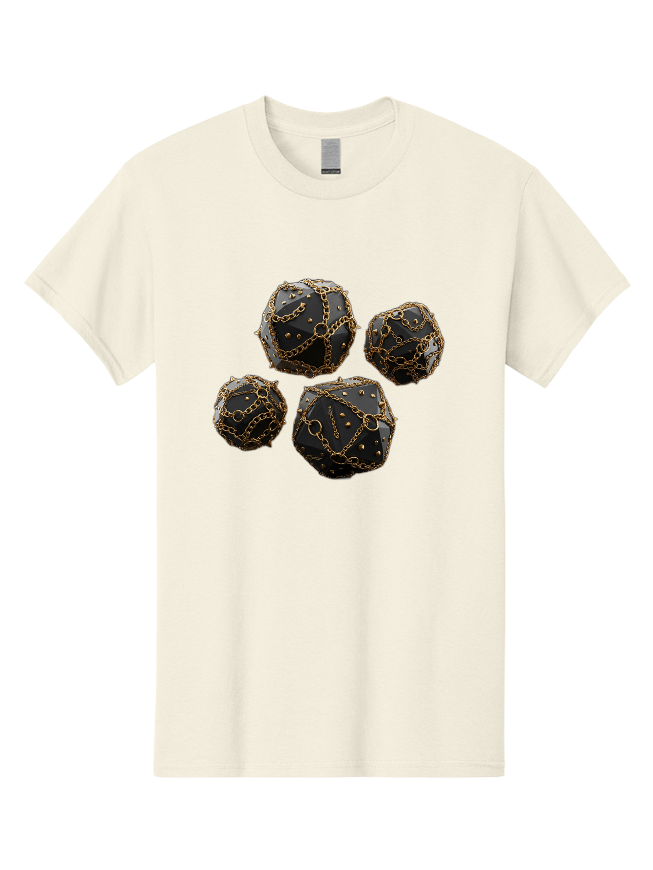 Mace Men'S Graphic Tee, 100% Cotton, Comfortable Casual Summer Wear, Machine Washable, Medieval Spiked Balls, Chain Wrapped, Black And Gold, Historical Warfare, Gothic Design, Heavy Metal, Dark Fantasy, Chainmail Bad287