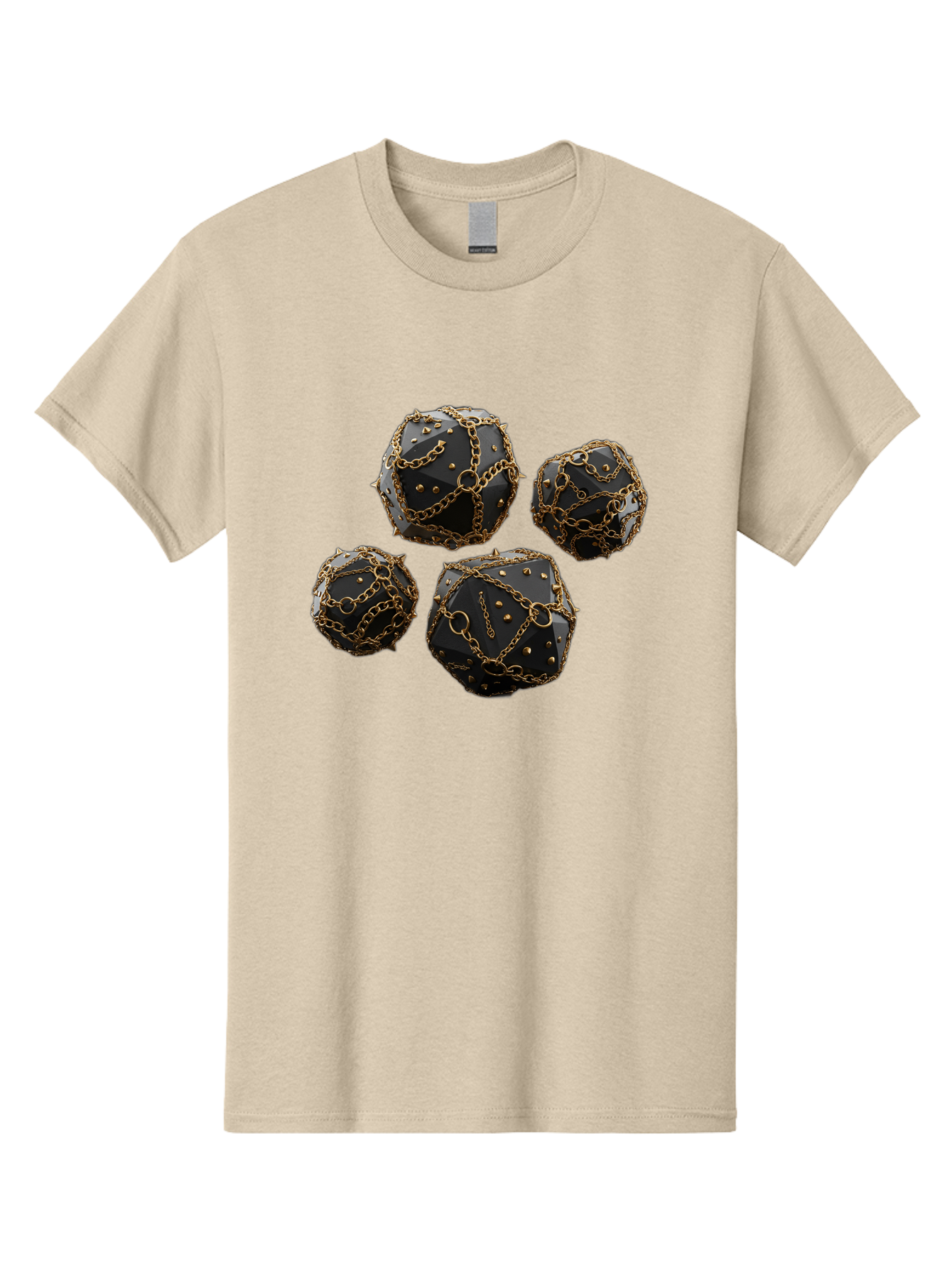 Mace Men'S Graphic Tee, 100% Cotton, Comfortable Casual Summer Wear, Machine Washable, Medieval Spiked Balls, Chain Wrapped, Black And Gold, Historical Warfare, Gothic Design, Heavy Metal, Dark Fantasy, Chainmail Bad287