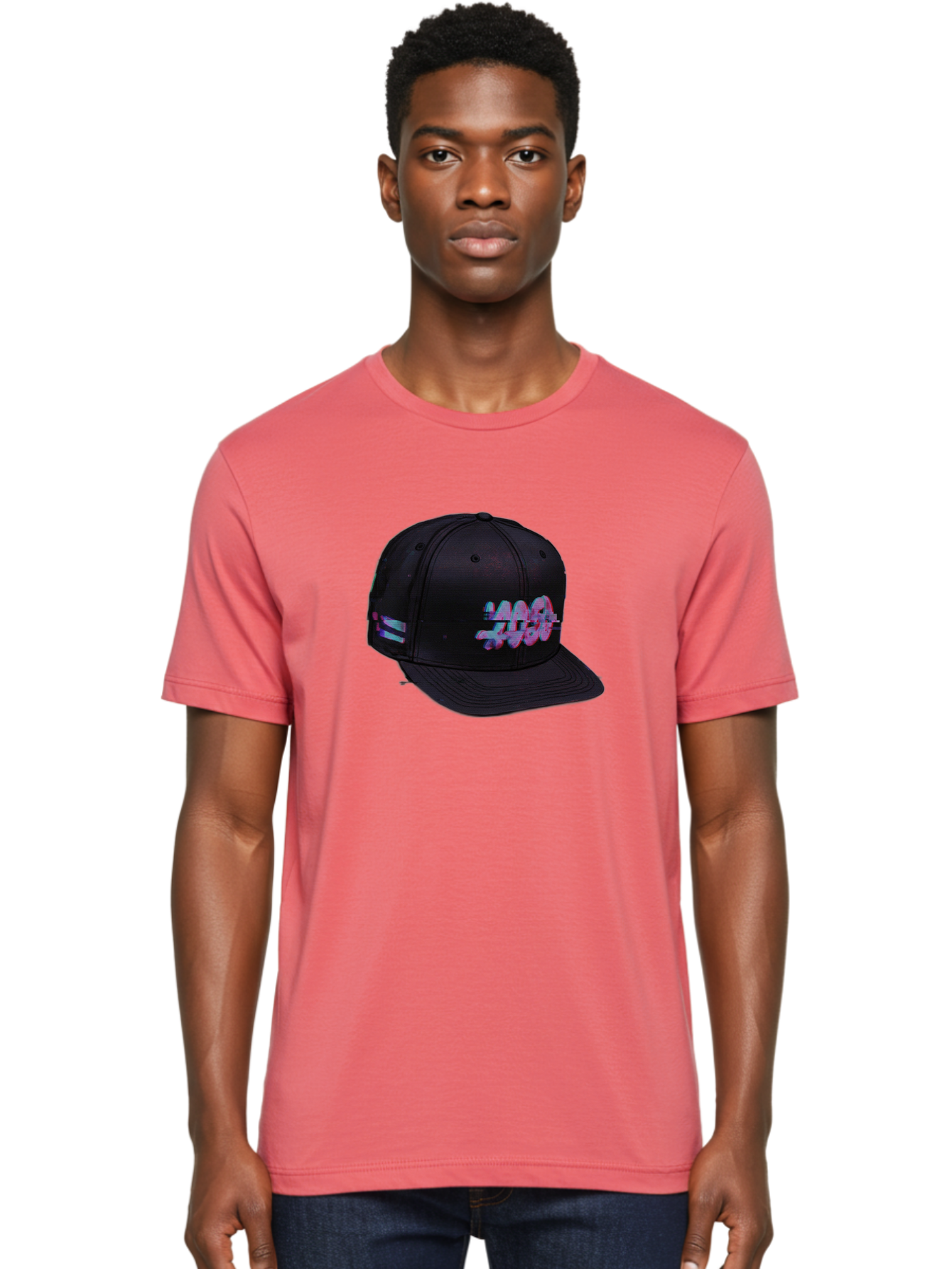 Mad-Club Men'S Graphic Tee, 100% Cotton, Comfortable Casual Summer Wear, Machine Washable, Nasa Baseball Cap, Black Hat, Space Agency Logo, Pastel Colors, Futuristic Design, Streetwear Fashion, Casual Style, Trendy Accessory Bad288