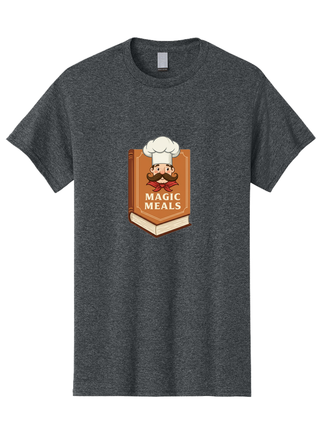 Magic-Meals Men'S Graphic Tee, 100% Cotton, Comfortable Casual Summer Wear, Machine Washable, Cookbook, Chef Hat, Mustachioed Chef, Recipe Book, Culinary Delights, Cooking Inspiration, Foodie, Gourmet Meals Bad289