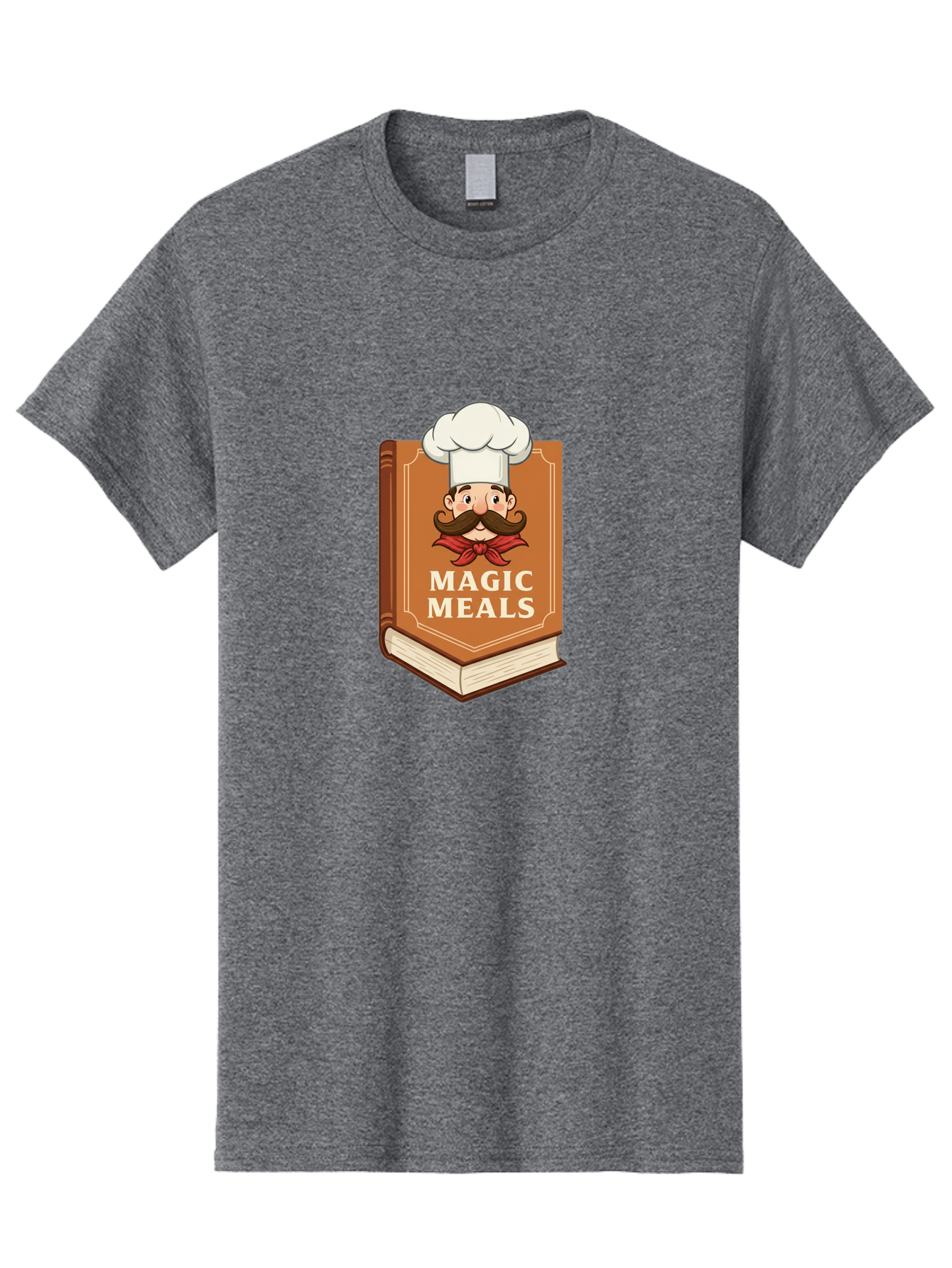 Magic-Meals Men'S Graphic Tee, 100% Cotton, Comfortable Casual Summer Wear, Machine Washable, Cookbook, Chef Hat, Mustachioed Chef, Recipe Book, Culinary Delights, Cooking Inspiration, Foodie, Gourmet Meals Bad289