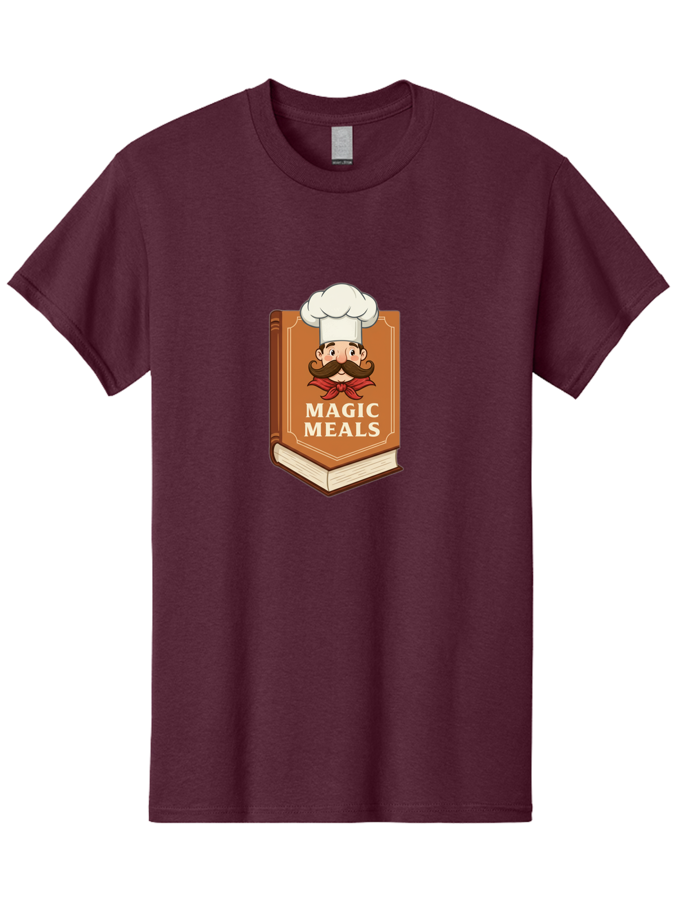 Magic-Meals Men'S Graphic Tee, 100% Cotton, Comfortable Casual Summer Wear, Machine Washable, Cookbook, Chef Hat, Mustachioed Chef, Recipe Book, Culinary Delights, Cooking Inspiration, Foodie, Gourmet Meals Bad289