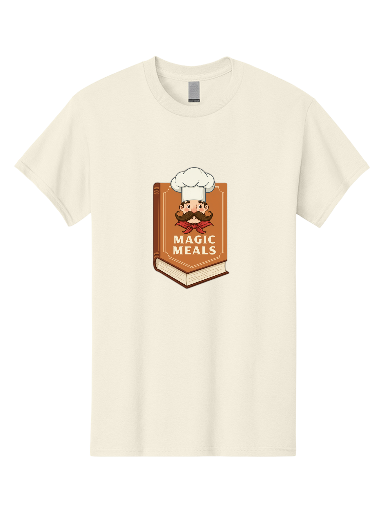 Magic-Meals Men'S Graphic Tee, 100% Cotton, Comfortable Casual Summer Wear, Machine Washable, Cookbook, Chef Hat, Mustachioed Chef, Recipe Book, Culinary Delights, Cooking Inspiration, Foodie, Gourmet Meals Bad289