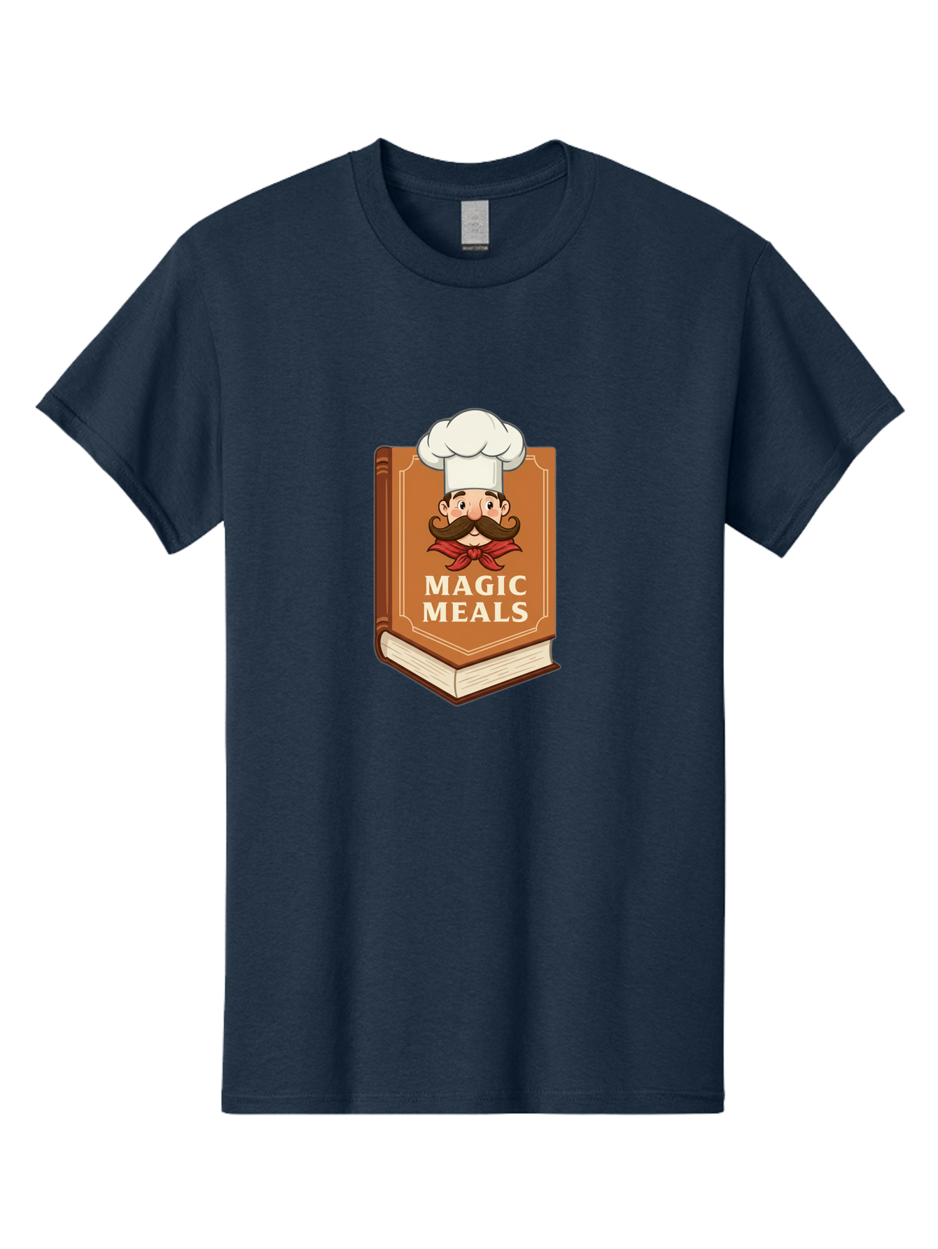 Magic-Meals Men'S Graphic Tee, 100% Cotton, Comfortable Casual Summer Wear, Machine Washable, Cookbook, Chef Hat, Mustachioed Chef, Recipe Book, Culinary Delights, Cooking Inspiration, Foodie, Gourmet Meals Bad289