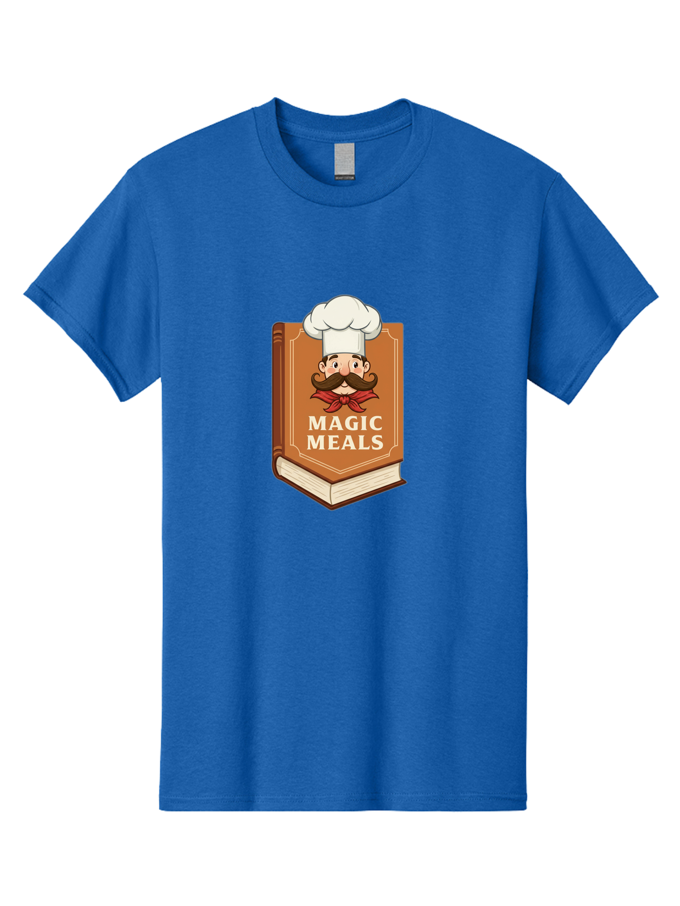 Magic-Meals Men'S Graphic Tee, 100% Cotton, Comfortable Casual Summer Wear, Machine Washable, Cookbook, Chef Hat, Mustachioed Chef, Recipe Book, Culinary Delights, Cooking Inspiration, Foodie, Gourmet Meals Bad289