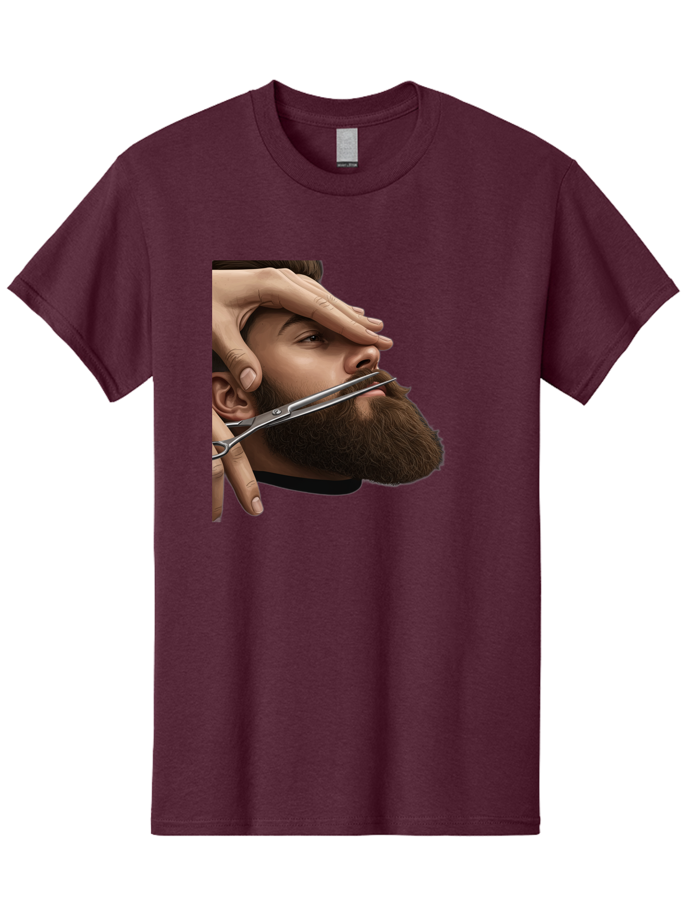 Man-Getting-Beard-Trimmed Men'S Graphic Tee, 100% Cotton, Comfortable Casual Summer Wear, Machine Washable, Beard Grooming, Beard Trimming, Barber Services, Men'S Grooming, Beard Care, Scissors Cutting Beard, Precise Cut, Stylish Beard Bad292