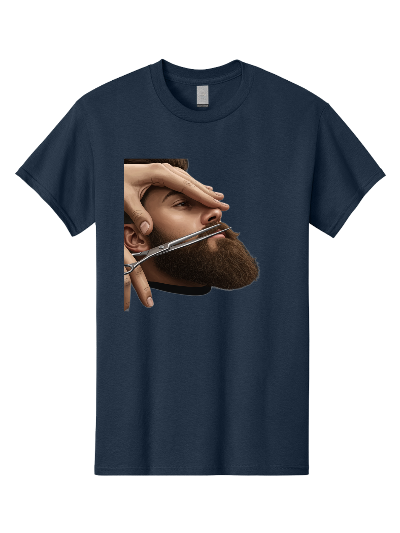 Man-Getting-Beard-Trimmed Men'S Graphic Tee, 100% Cotton, Comfortable Casual Summer Wear, Machine Washable, Beard Grooming, Beard Trimming, Barber Services, Men'S Grooming, Beard Care, Scissors Cutting Beard, Precise Cut, Stylish Beard Bad292