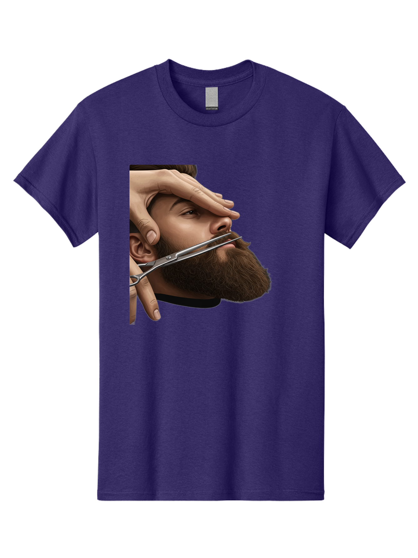 Man-Getting-Beard-Trimmed Men'S Graphic Tee, 100% Cotton, Comfortable Casual Summer Wear, Machine Washable, Beard Grooming, Beard Trimming, Barber Services, Men'S Grooming, Beard Care, Scissors Cutting Beard, Precise Cut, Stylish Beard Bad292