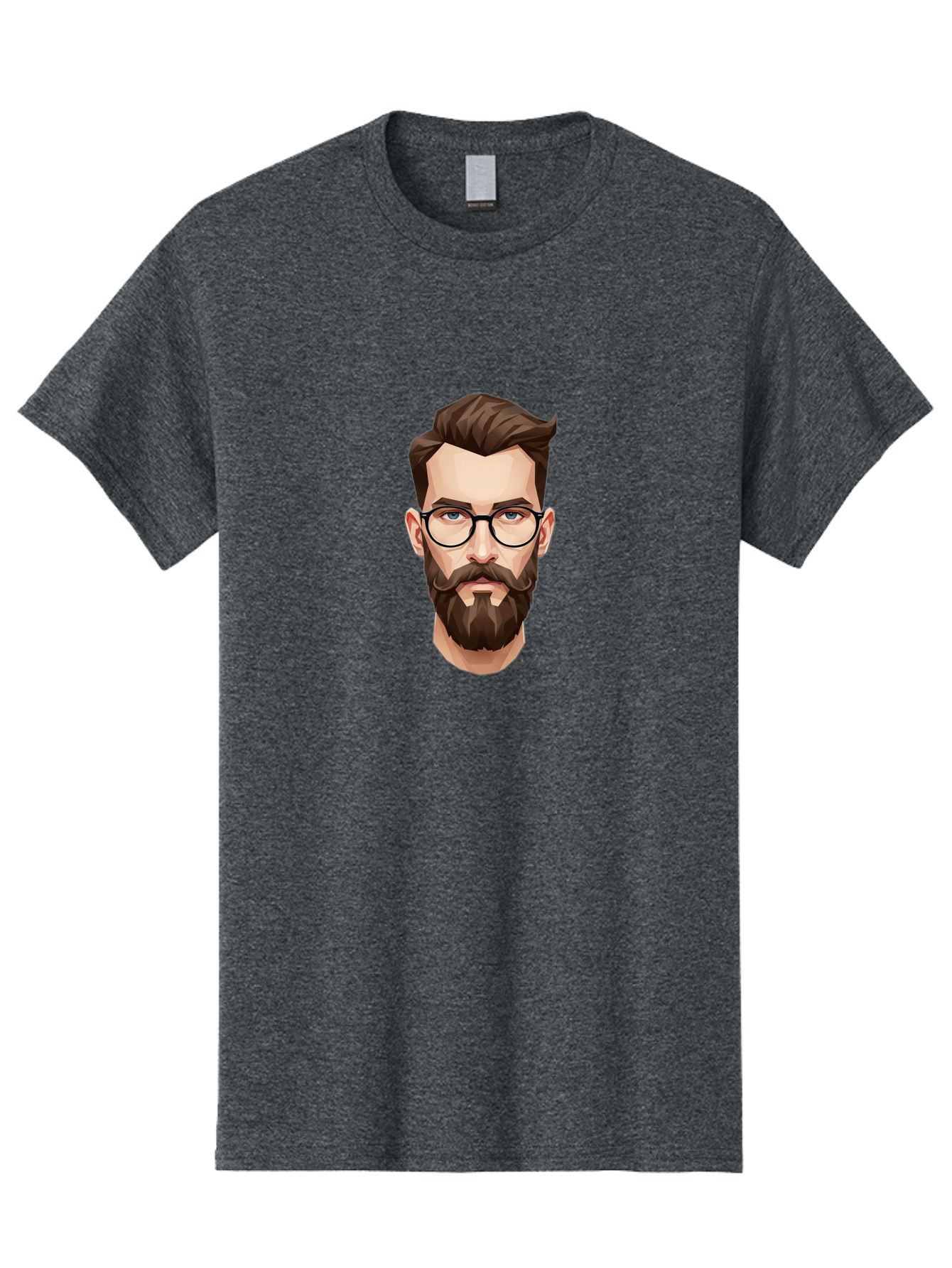 Man-With-Beard-And-Glasses Men'S Graphic Tee, 100% Cotton, Comfortable Casual Summer Wear, Machine Washable, Cartoon Man, Bearded Man, Stylish Glasses, Blue Eyes, Brown Hair, Trendy Look, Hipster Style, Modern Illustration, Digital Art, Bad294