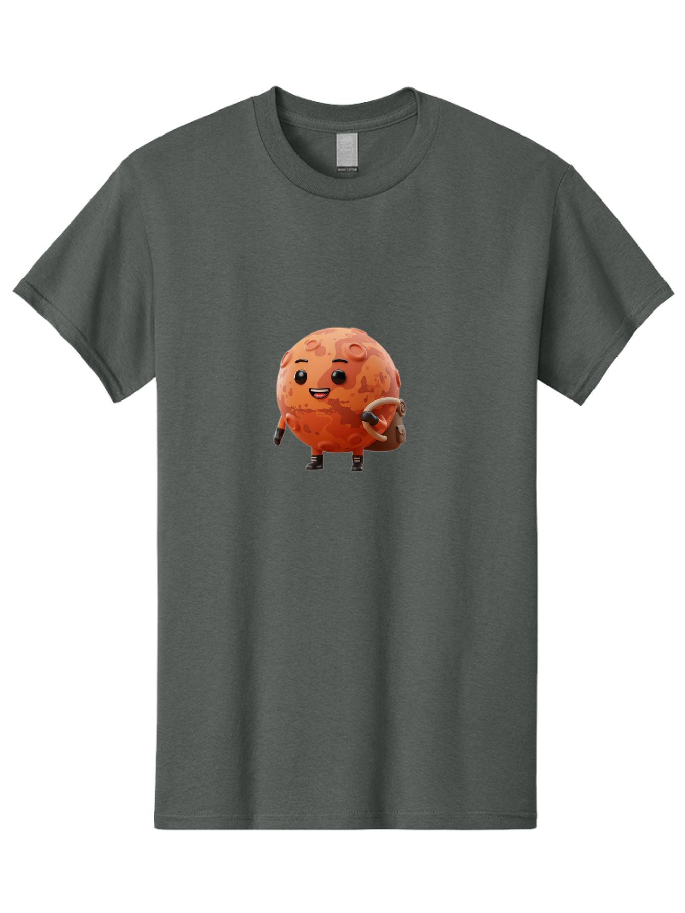 Mars-Character Men'S Graphic Tee, 100% Cotton, Comfortable Casual Summer Wear, Machine Washable, Cartoon Mars, Anthropomorphic Planet, Mars Character, Science Fiction, Planetary Character, Mars Illustration, Cute Mars, Mars Mascot, Bad300