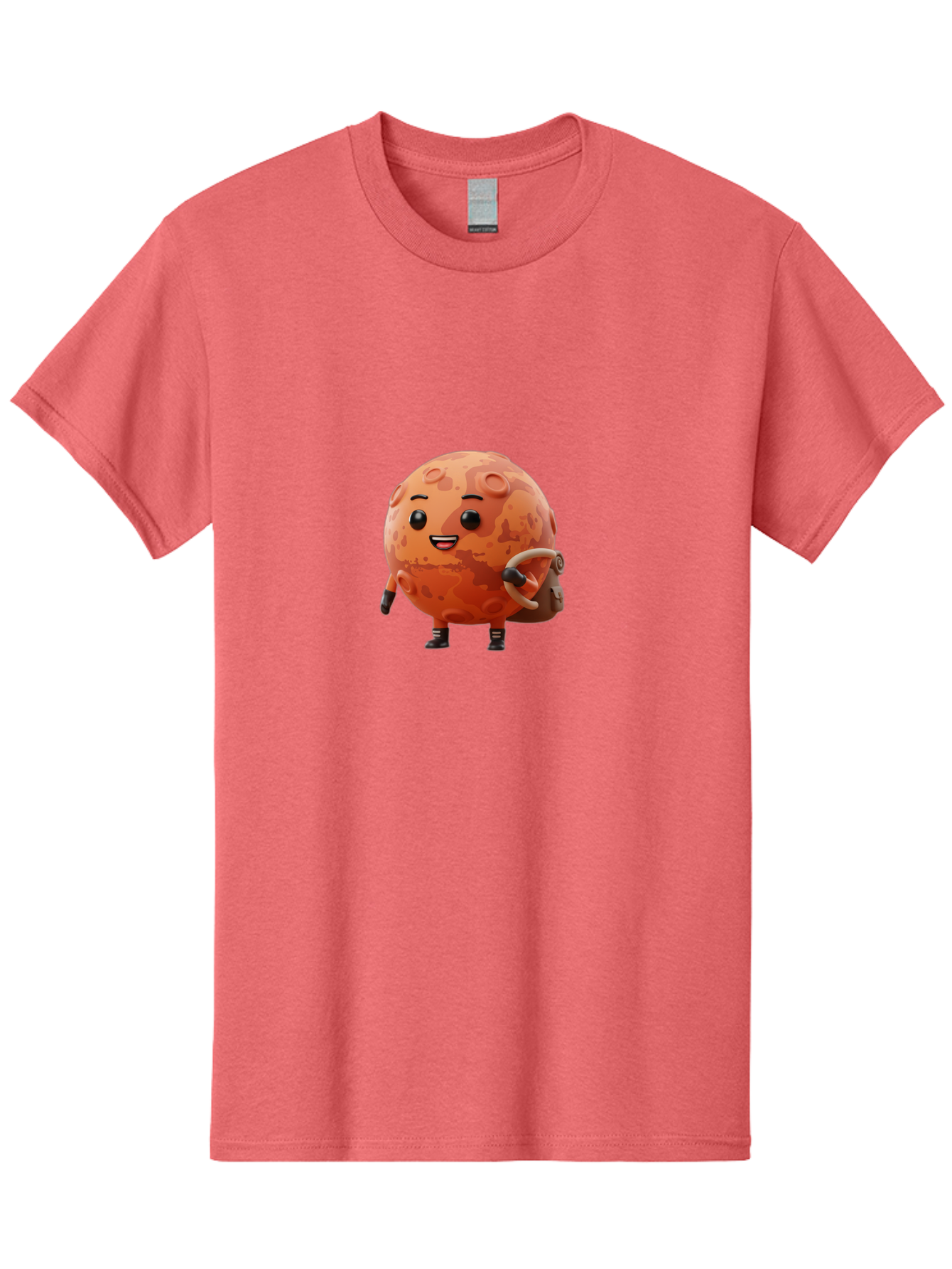 Mars-Character Men'S Graphic Tee, 100% Cotton, Comfortable Casual Summer Wear, Machine Washable, Cartoon Mars, Anthropomorphic Planet, Mars Character, Science Fiction, Planetary Character, Mars Illustration, Cute Mars, Mars Mascot, Bad300