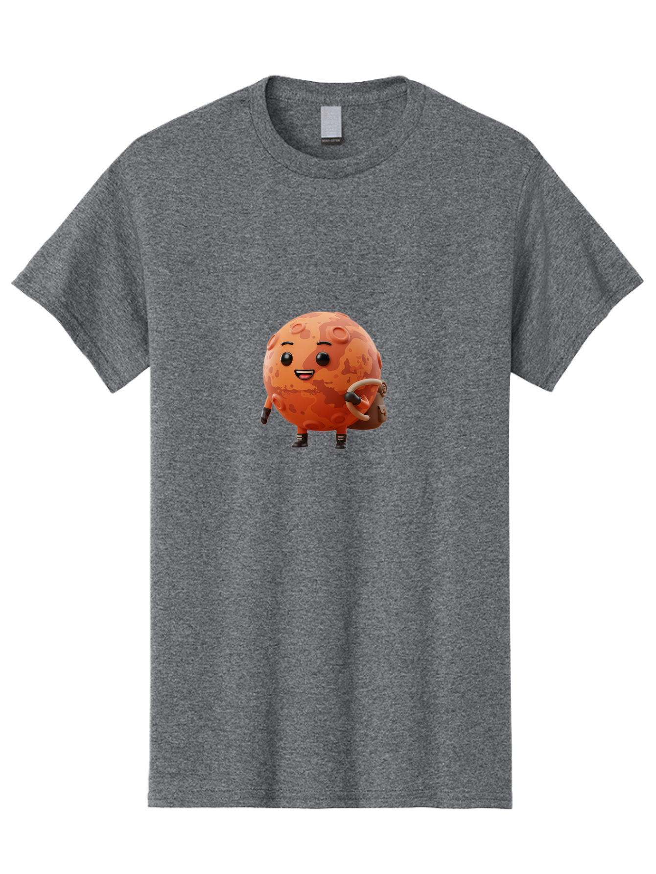 Mars-Character Men'S Graphic Tee, 100% Cotton, Comfortable Casual Summer Wear, Machine Washable, Cartoon Mars, Anthropomorphic Planet, Mars Character, Science Fiction, Planetary Character, Mars Illustration, Cute Mars, Mars Mascot, Bad300