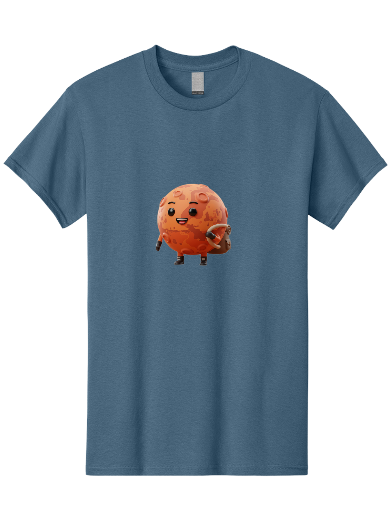 Mars-Character Men'S Graphic Tee, 100% Cotton, Comfortable Casual Summer Wear, Machine Washable, Cartoon Mars, Anthropomorphic Planet, Mars Character, Science Fiction, Planetary Character, Mars Illustration, Cute Mars, Mars Mascot, Bad300
