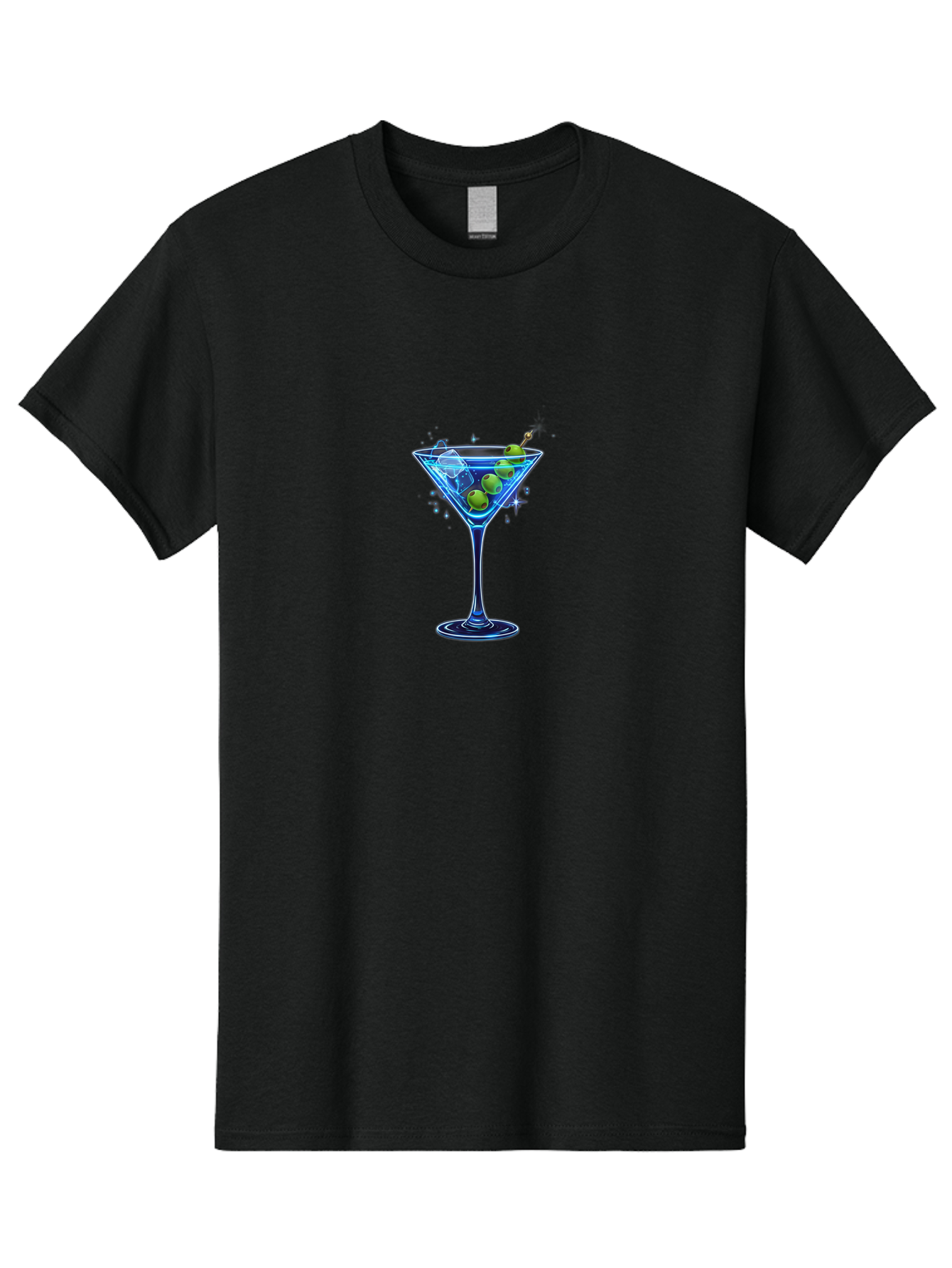 Martini-Glass Men'S Graphic Tee, 100% Cotton, Comfortable Casual Summer Wear, Machine Washable, Martini Glass, Cocktail, Martini, Olives, Ice, Festive Drink, Refreshing Beverage, Night Out, Party Time, Classic Cocktail Bad305