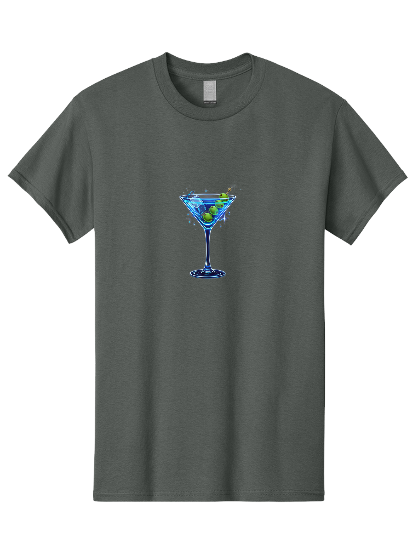 Martini-Glass Men'S Graphic Tee, 100% Cotton, Comfortable Casual Summer Wear, Machine Washable, Martini Glass, Cocktail, Martini, Olives, Ice, Festive Drink, Refreshing Beverage, Night Out, Party Time, Classic Cocktail Bad305