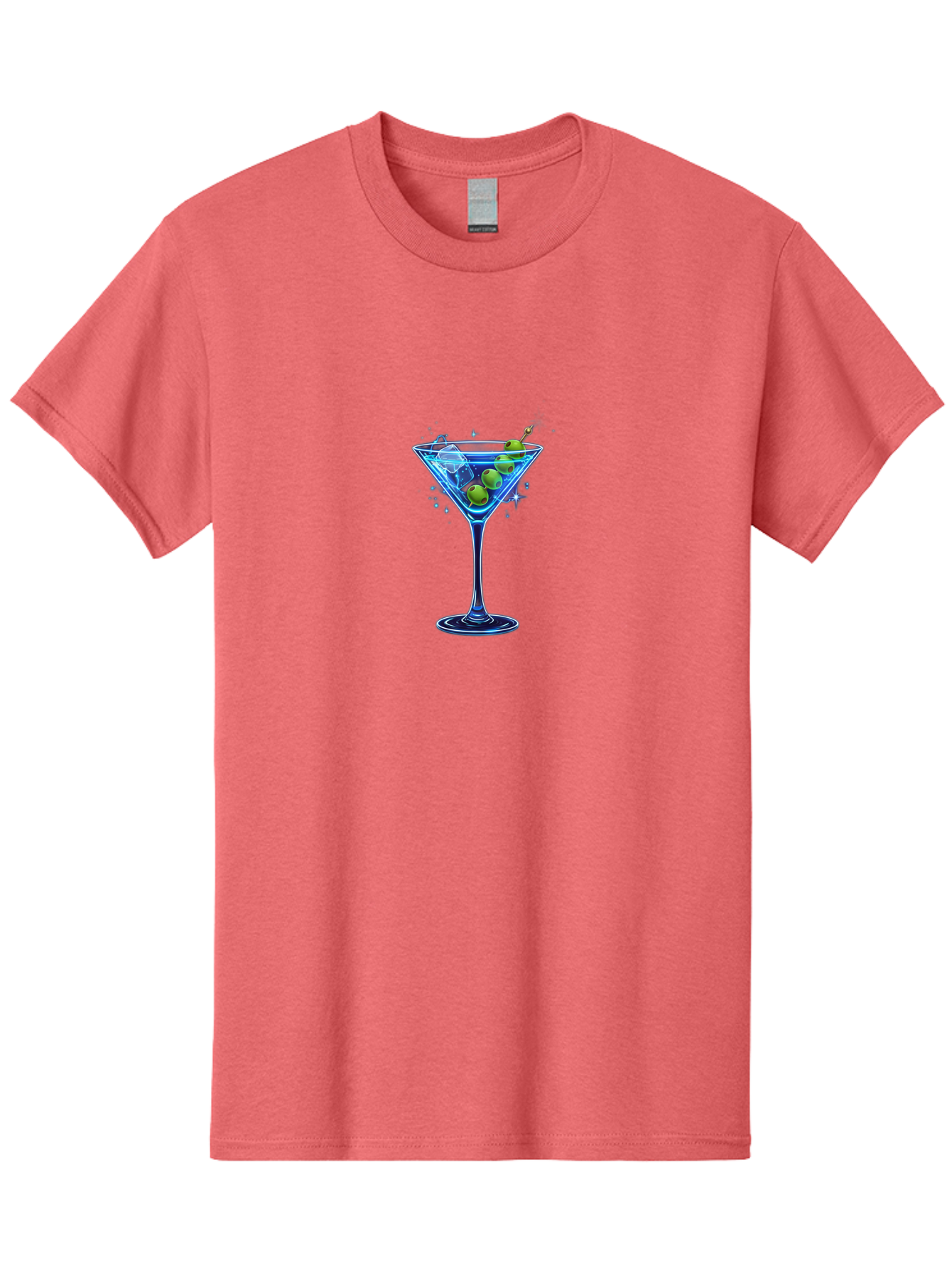 Martini-Glass Men'S Graphic Tee, 100% Cotton, Comfortable Casual Summer Wear, Machine Washable, Martini Glass, Cocktail, Martini, Olives, Ice, Festive Drink, Refreshing Beverage, Night Out, Party Time, Classic Cocktail Bad305