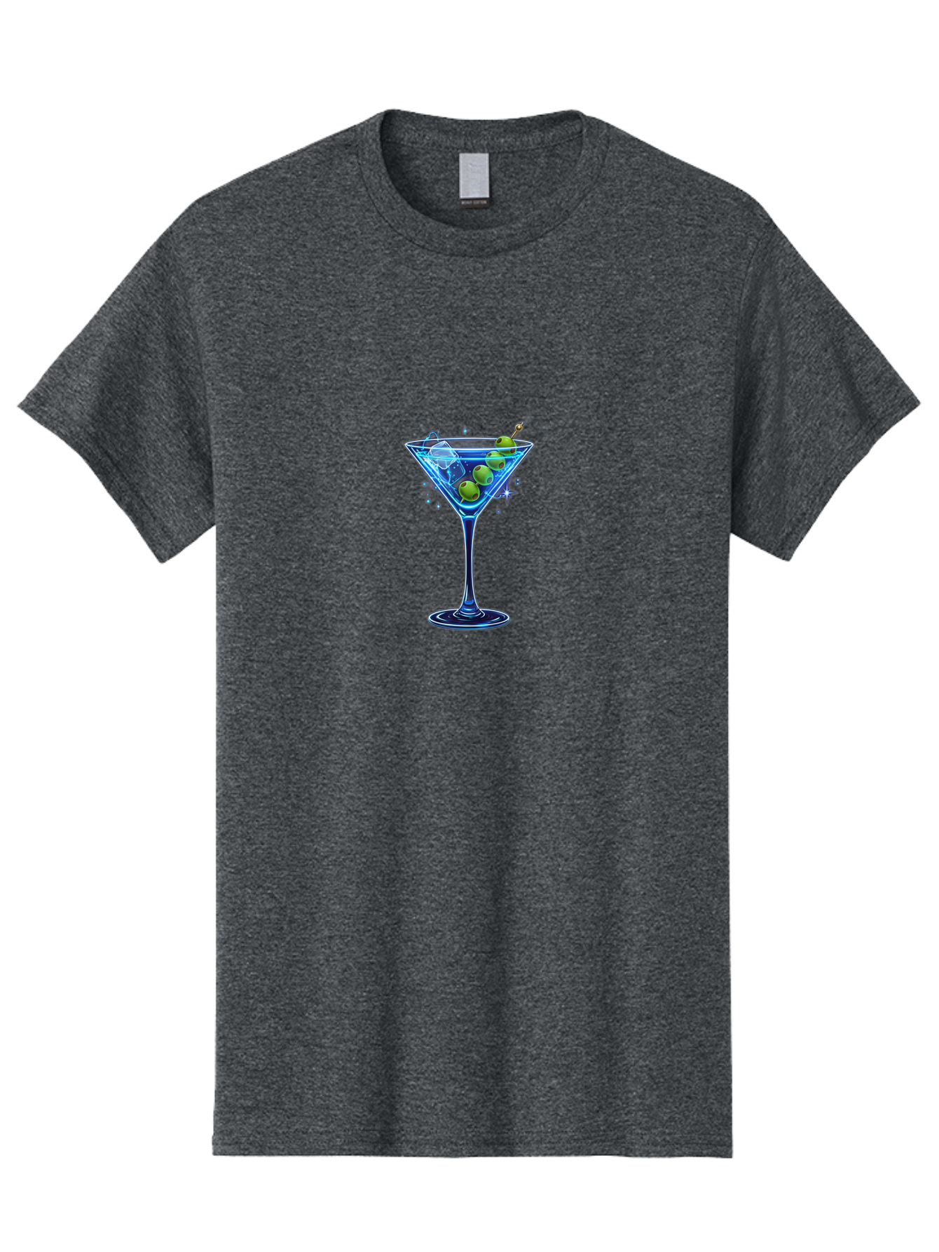 Martini-Glass Men'S Graphic Tee, 100% Cotton, Comfortable Casual Summer Wear, Machine Washable, Martini Glass, Cocktail, Martini, Olives, Ice, Festive Drink, Refreshing Beverage, Night Out, Party Time, Classic Cocktail Bad305