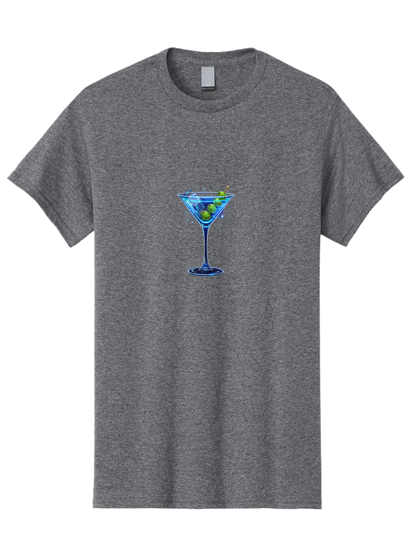 Martini-Glass Men'S Graphic Tee, 100% Cotton, Comfortable Casual Summer Wear, Machine Washable, Martini Glass, Cocktail, Martini, Olives, Ice, Festive Drink, Refreshing Beverage, Night Out, Party Time, Classic Cocktail Bad305