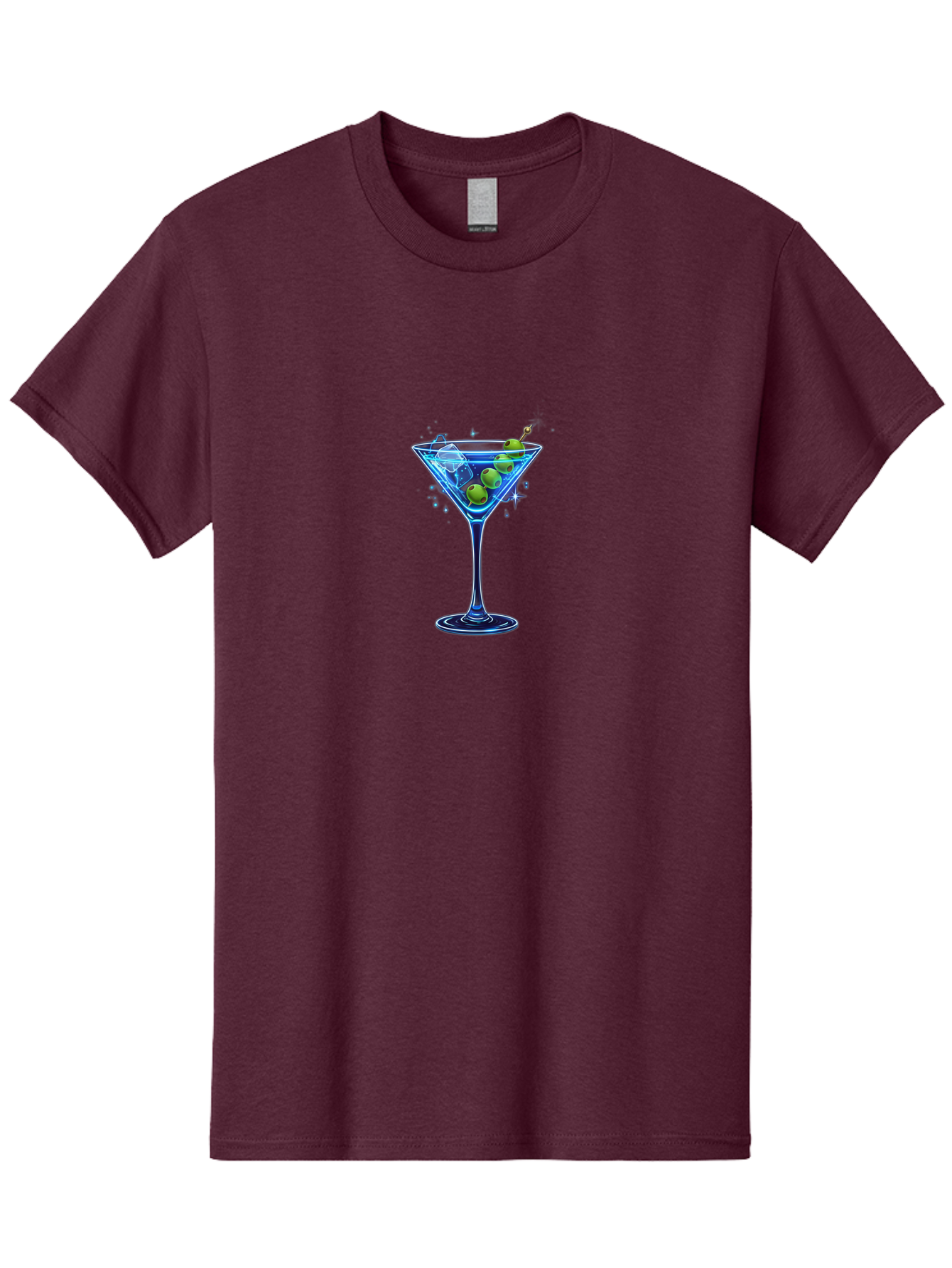 Martini-Glass Men'S Graphic Tee, 100% Cotton, Comfortable Casual Summer Wear, Machine Washable, Martini Glass, Cocktail, Martini, Olives, Ice, Festive Drink, Refreshing Beverage, Night Out, Party Time, Classic Cocktail Bad305