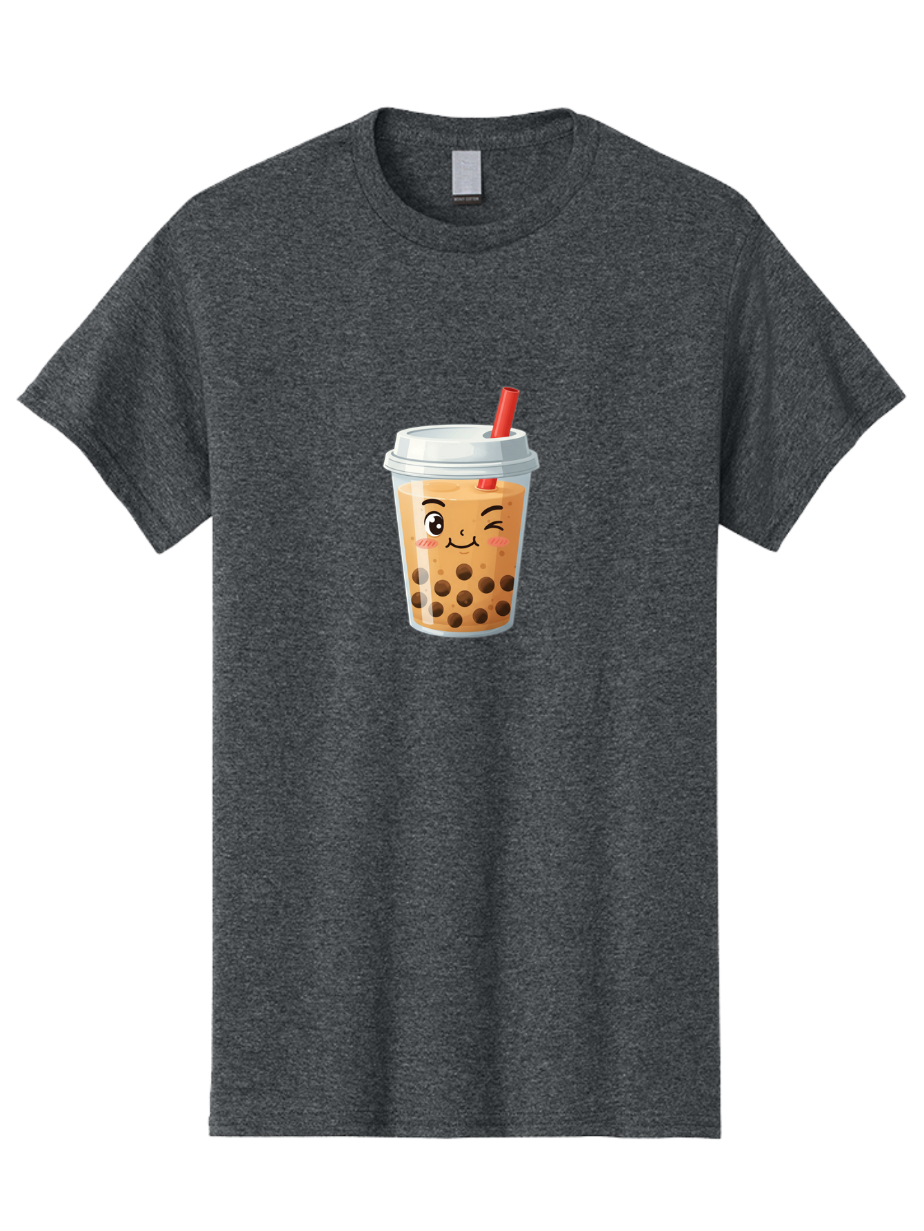 Milk-Tea-1 Men'S Graphic Tee, 100% Cotton, Comfortable Casual Summer Wear, Machine Washable, Milk Tea, Boba Tea, Bubble Tea, Cartoon Character, Cute Drink, Takeout Cup, Straw, Kawaii, Adorable Beverage, Tea Time, Fun Design Bad319