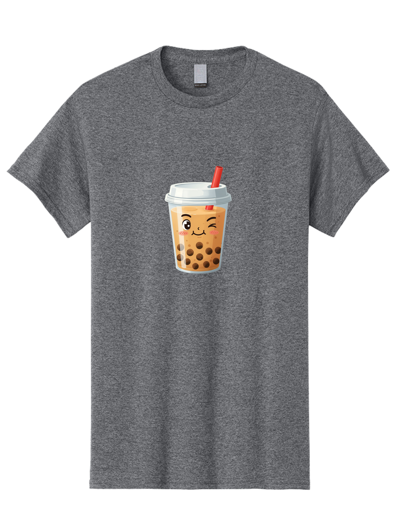 Milk-Tea-1 Men'S Graphic Tee, 100% Cotton, Comfortable Casual Summer Wear, Machine Washable, Milk Tea, Boba Tea, Bubble Tea, Cartoon Character, Cute Drink, Takeout Cup, Straw, Kawaii, Adorable Beverage, Tea Time, Fun Design Bad319