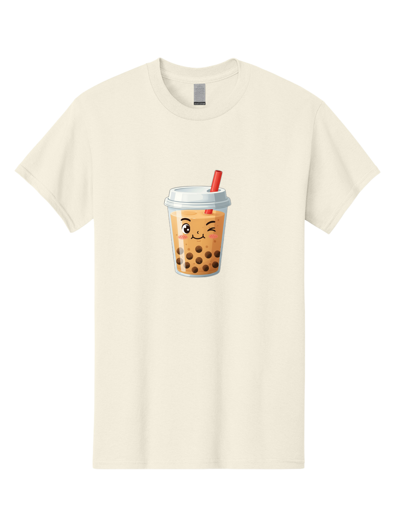 Milk-Tea-1 Men'S Graphic Tee, 100% Cotton, Comfortable Casual Summer Wear, Machine Washable, Milk Tea, Boba Tea, Bubble Tea, Cartoon Character, Cute Drink, Takeout Cup, Straw, Kawaii, Adorable Beverage, Tea Time, Fun Design Bad319
