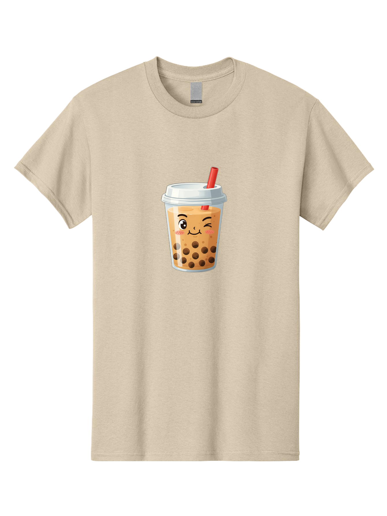 Milk-Tea-1 Men'S Graphic Tee, 100% Cotton, Comfortable Casual Summer Wear, Machine Washable, Milk Tea, Boba Tea, Bubble Tea, Cartoon Character, Cute Drink, Takeout Cup, Straw, Kawaii, Adorable Beverage, Tea Time, Fun Design Bad319