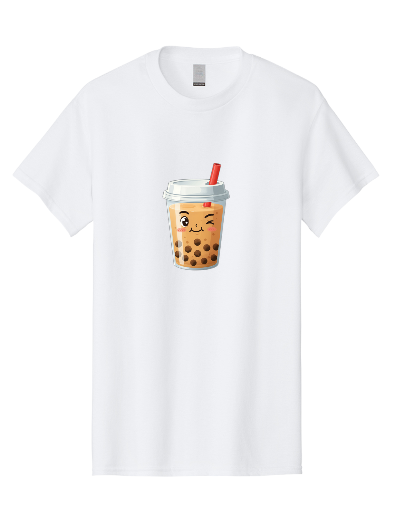 Milk-Tea-1 Men'S Graphic Tee, 100% Cotton, Comfortable Casual Summer Wear, Machine Washable, Milk Tea, Boba Tea, Bubble Tea, Cartoon Character, Cute Drink, Takeout Cup, Straw, Kawaii, Adorable Beverage, Tea Time, Fun Design Bad319