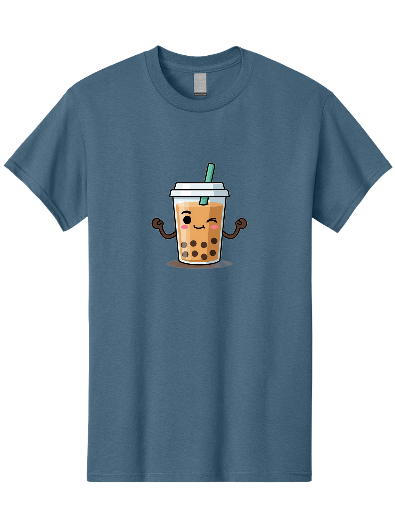 Milk-Tea-2 Men'S Graphic Tee, 100% Cotton, Comfortable Casual Summer Wear, Machine Washable, Cartoon Boba Tea, Milk Tea With Boba, Adorable Drink, Flexing Boba Tea, Cute Beverage, Kawaii Boba, Smiling Drink, Bubble Tea Character, Bad320