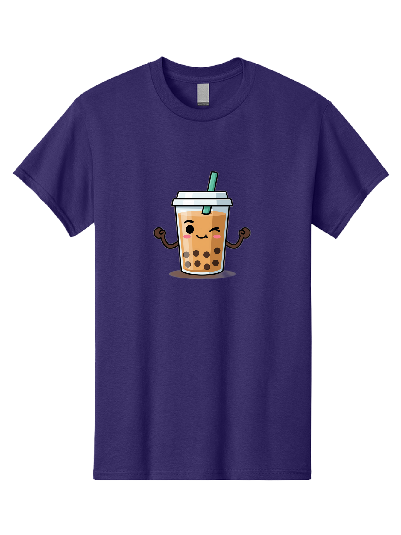 Milk-Tea-2 Men'S Graphic Tee, 100% Cotton, Comfortable Casual Summer Wear, Machine Washable, Cartoon Boba Tea, Milk Tea With Boba, Adorable Drink, Flexing Boba Tea, Cute Beverage, Kawaii Boba, Smiling Drink, Bubble Tea Character, Bad320